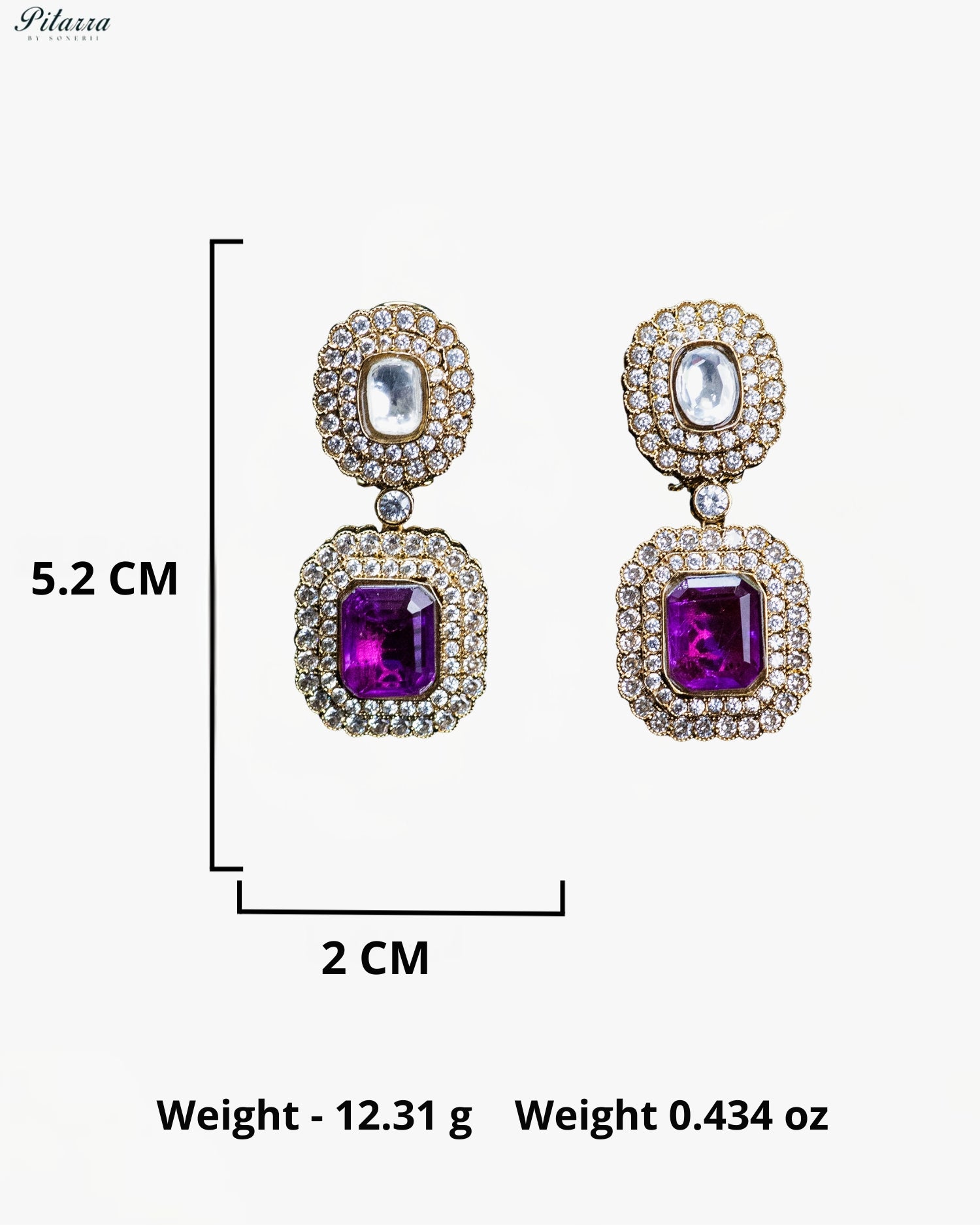 Purple Square Kundan Necklace Set