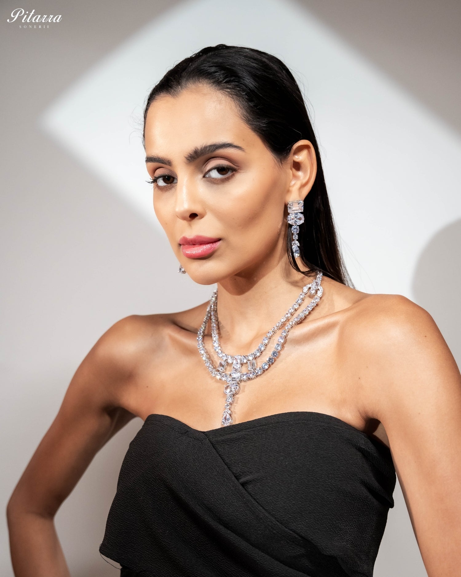 White Diamond Multi-Cut Necklace & Earrings Jewellery Set