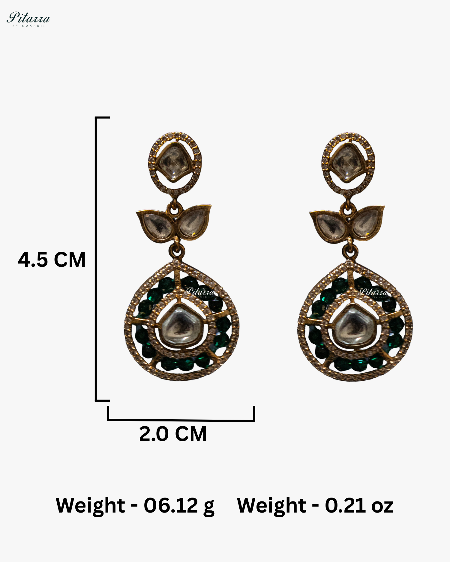 Emerald Crystals Teardrop Gold Plated Kundan Necklace Set