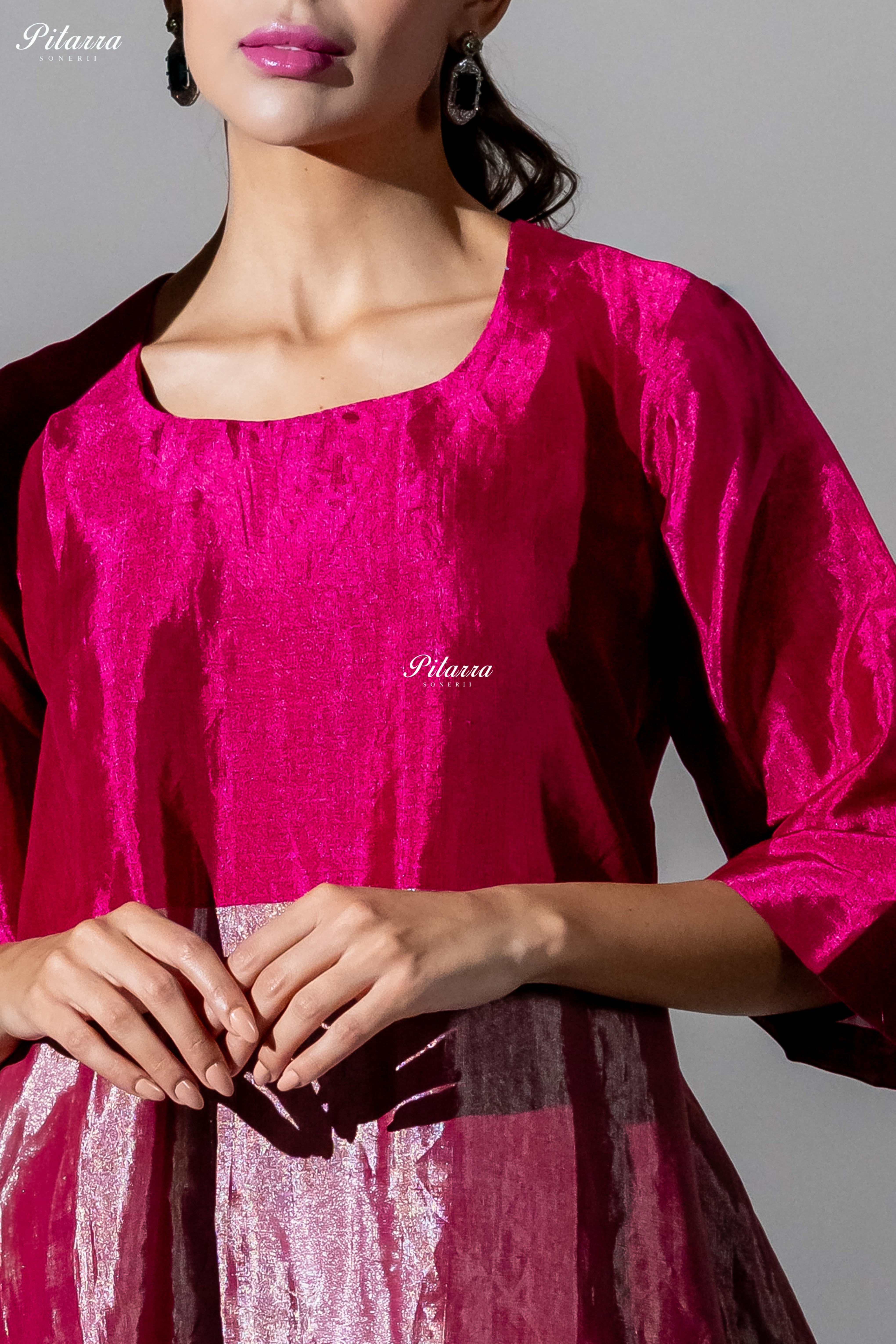 Raspberry Pink Metallic Kurta Set