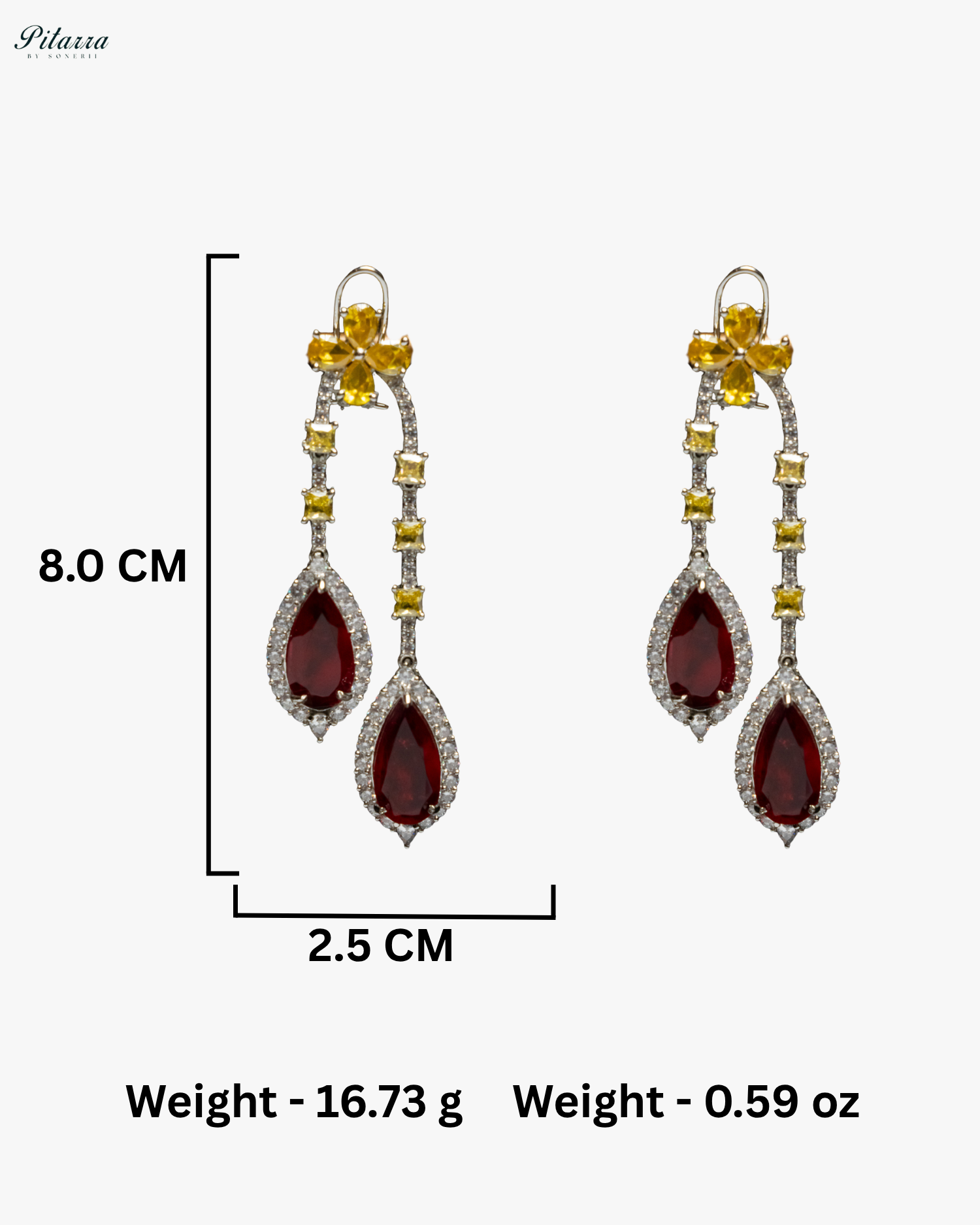 Pitarra Red and Yellow Dangler Earring