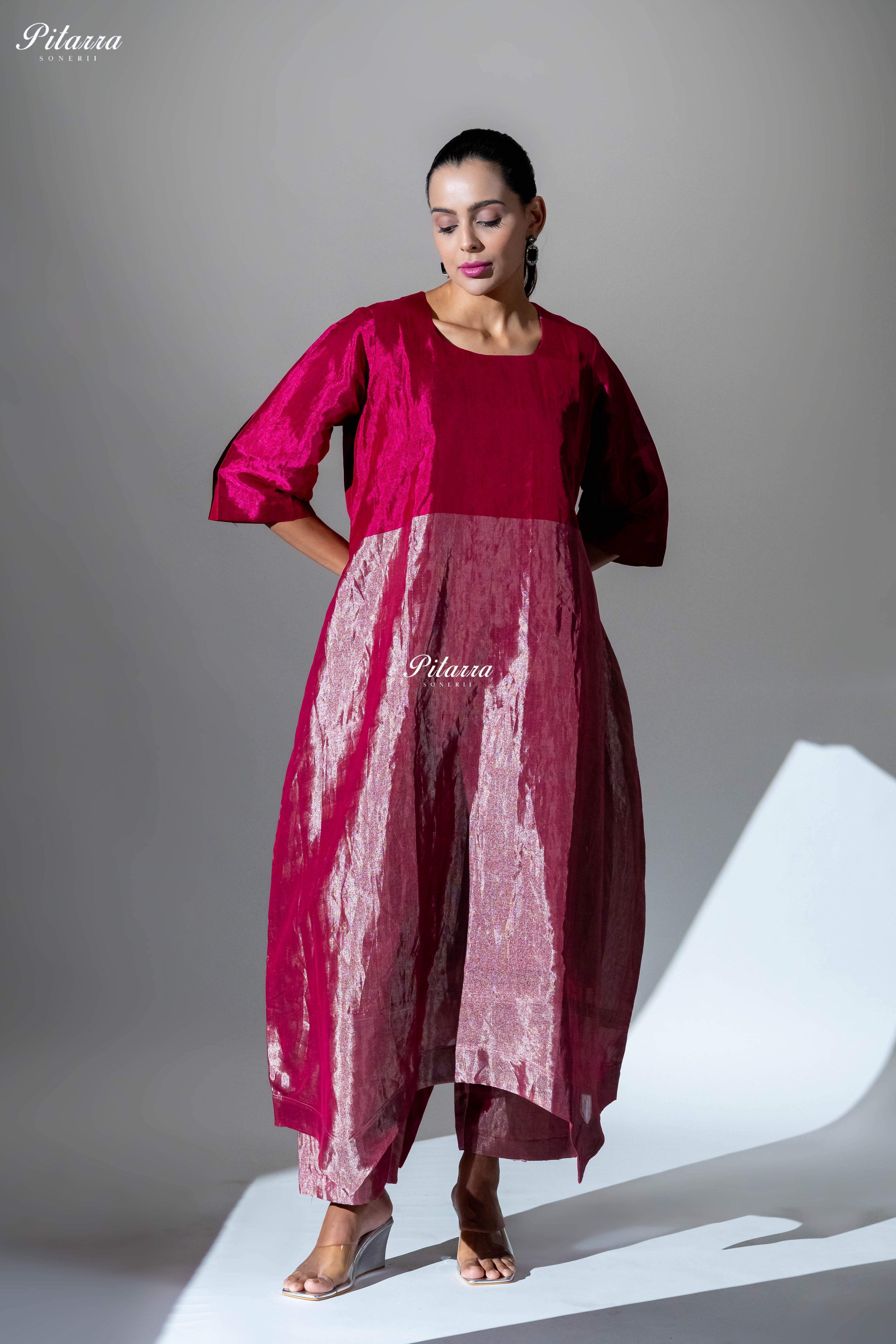 Raspberry Pink Metallic Kurta Set