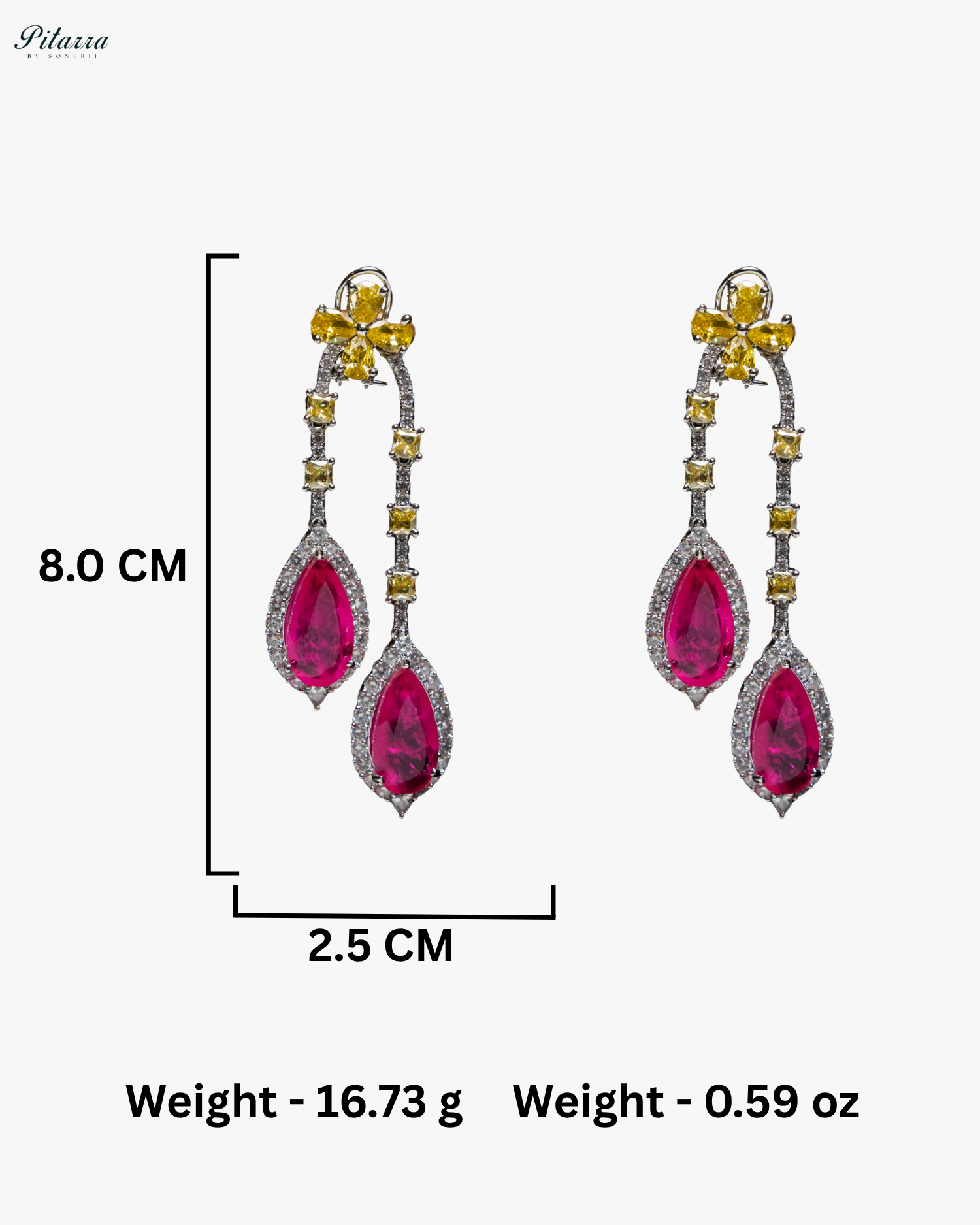 Pitarra Pink and Yellow Dangler Earring