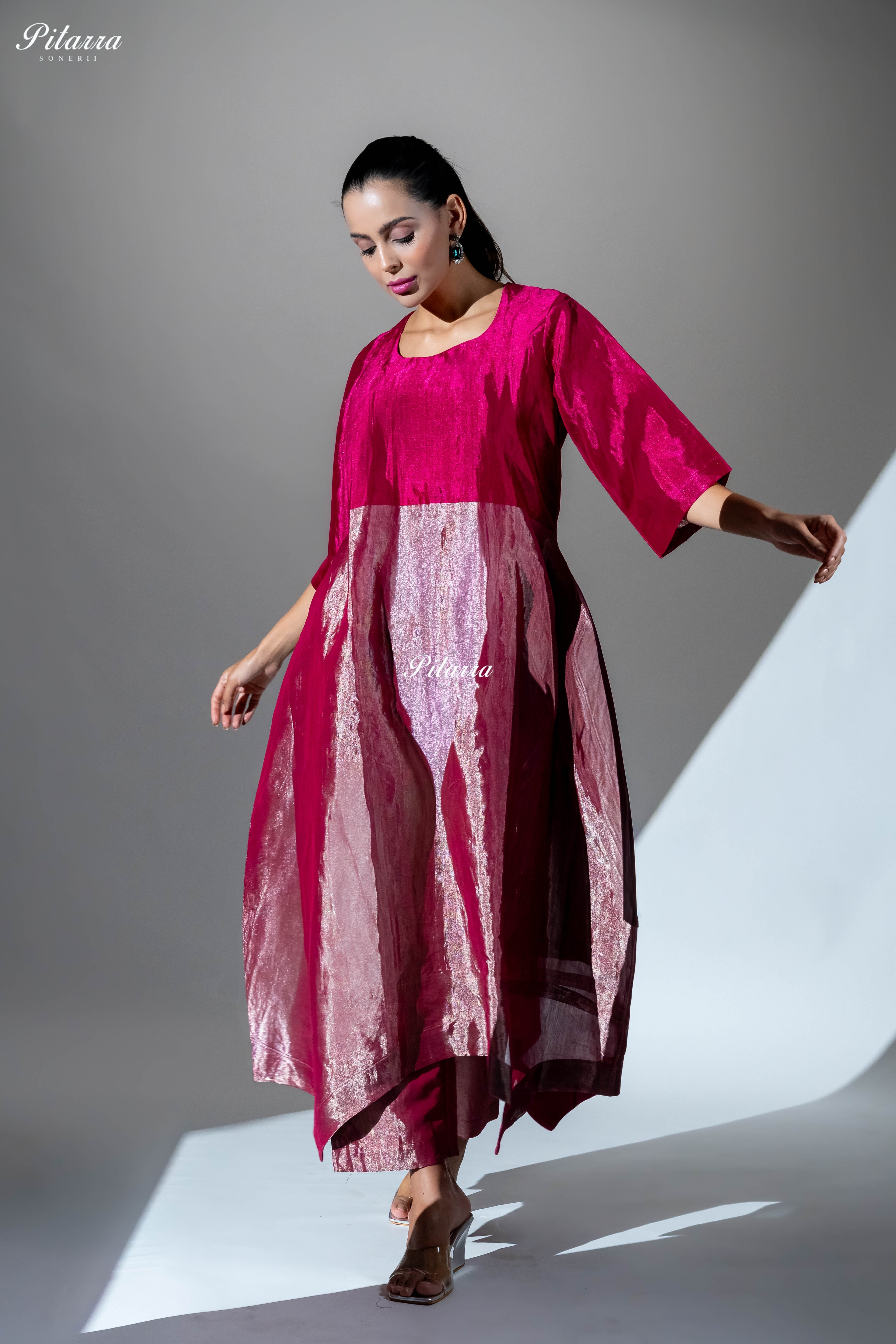 Raspberry Pink Metallic Kurta Set