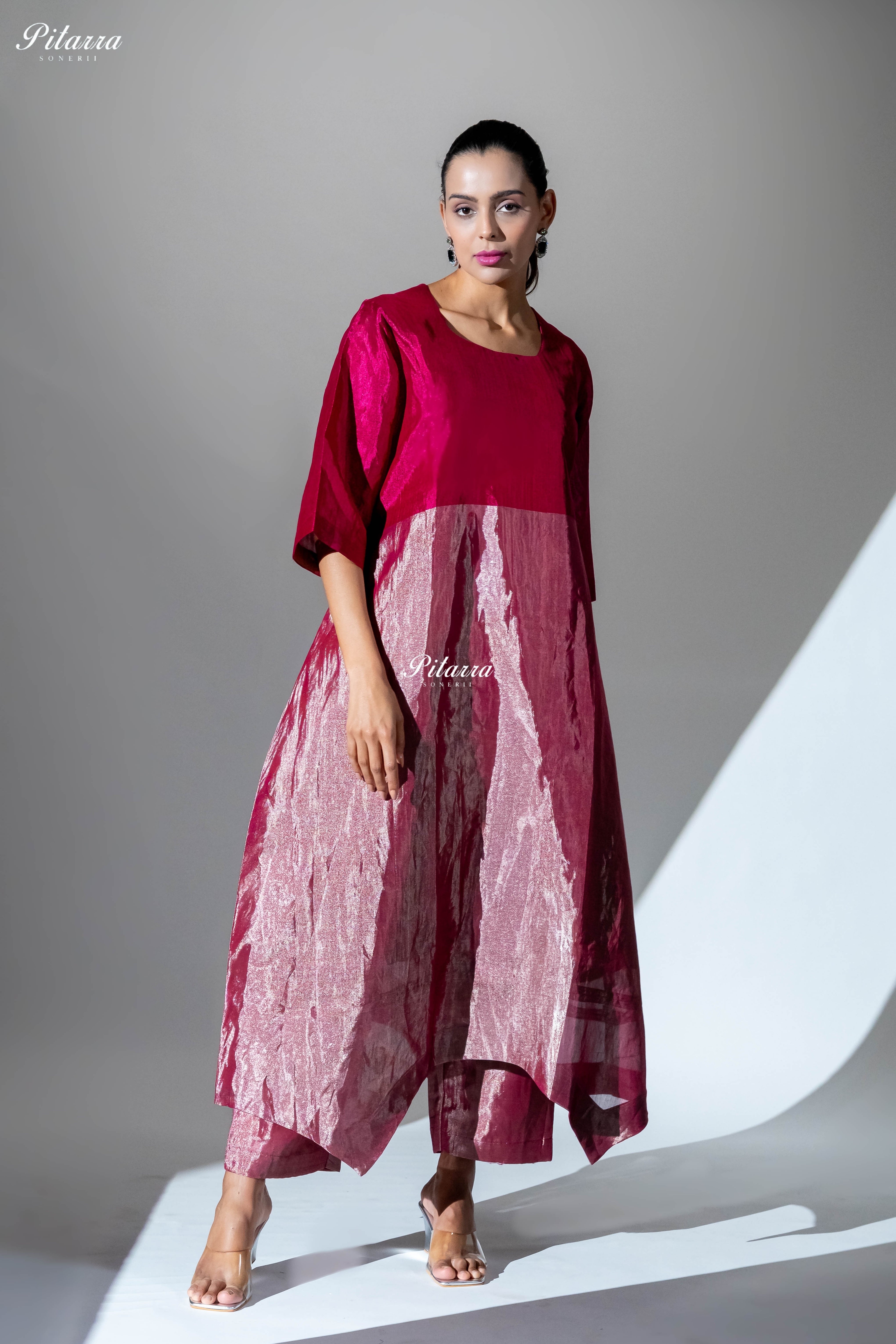 Raspberry Pink Metallic Kurta Set