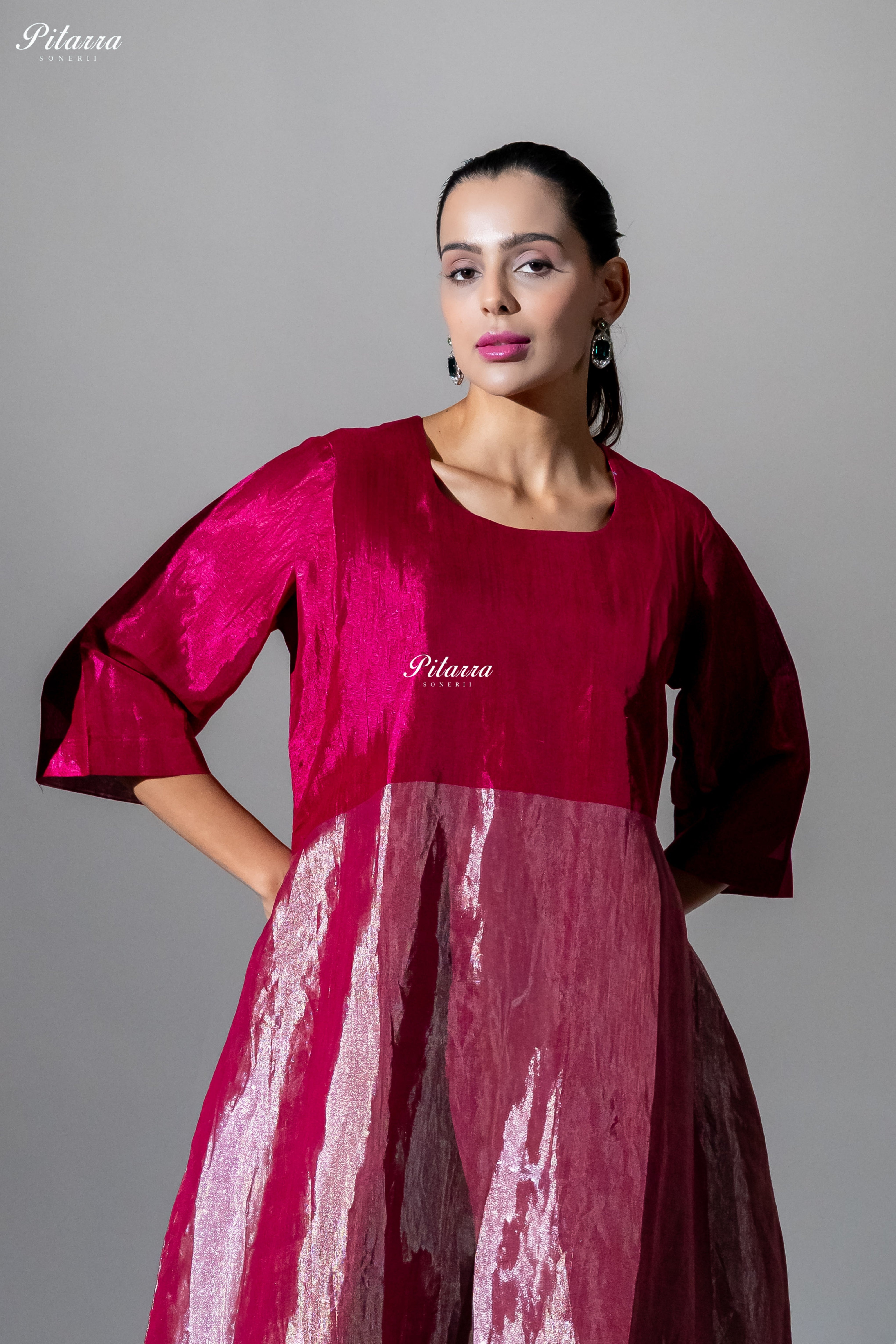 Raspberry Pink Metallic Kurta Set