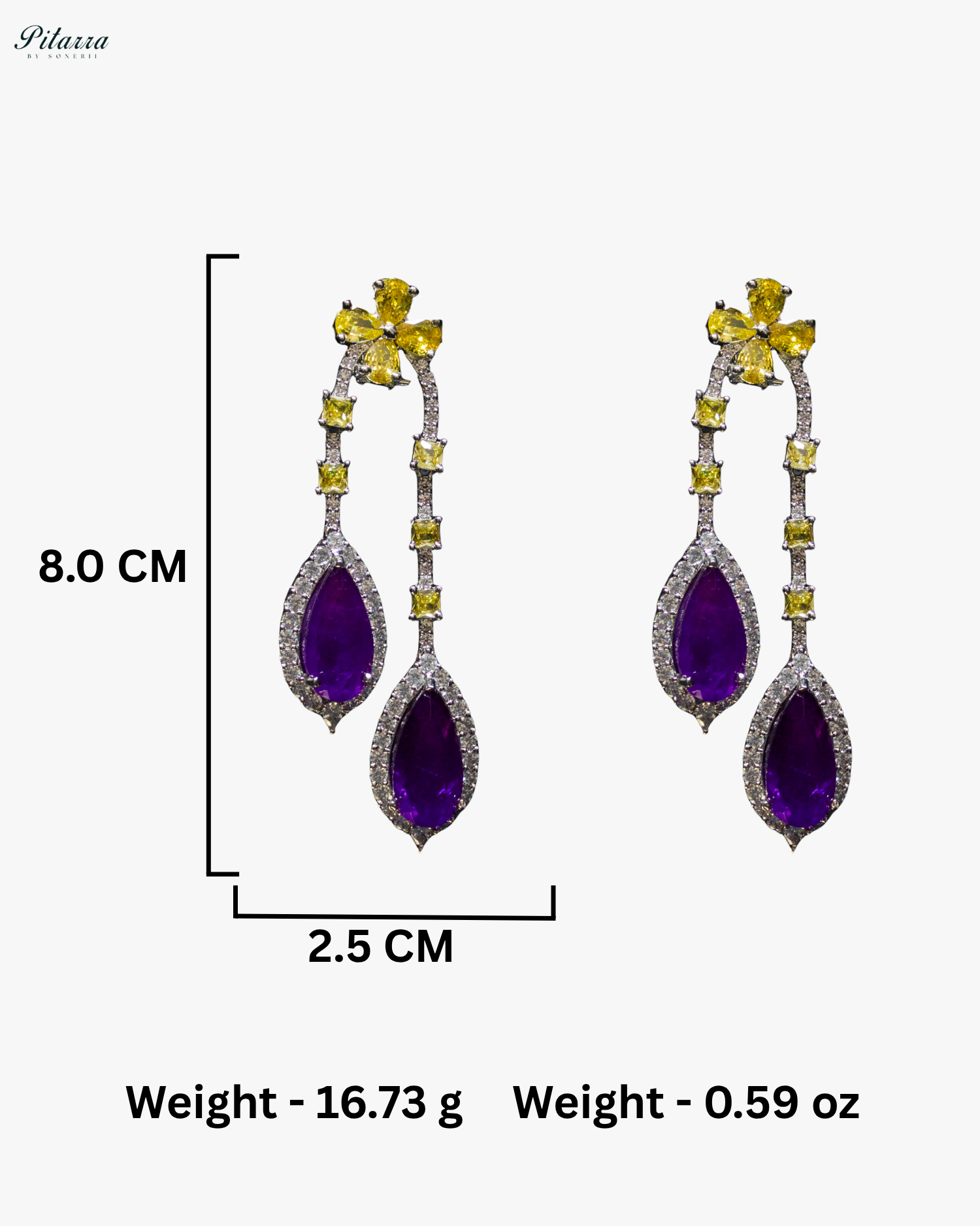 Pitarra Purple and Yellow Dangler Earrings