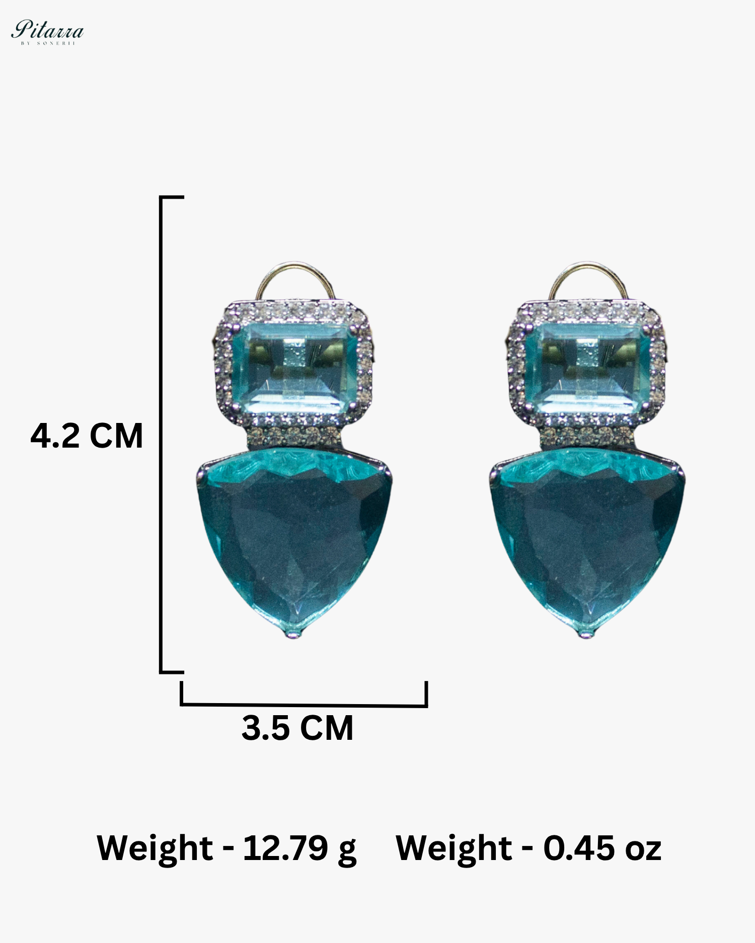 Aqua Stones Crystal Studded Dangler Earrings