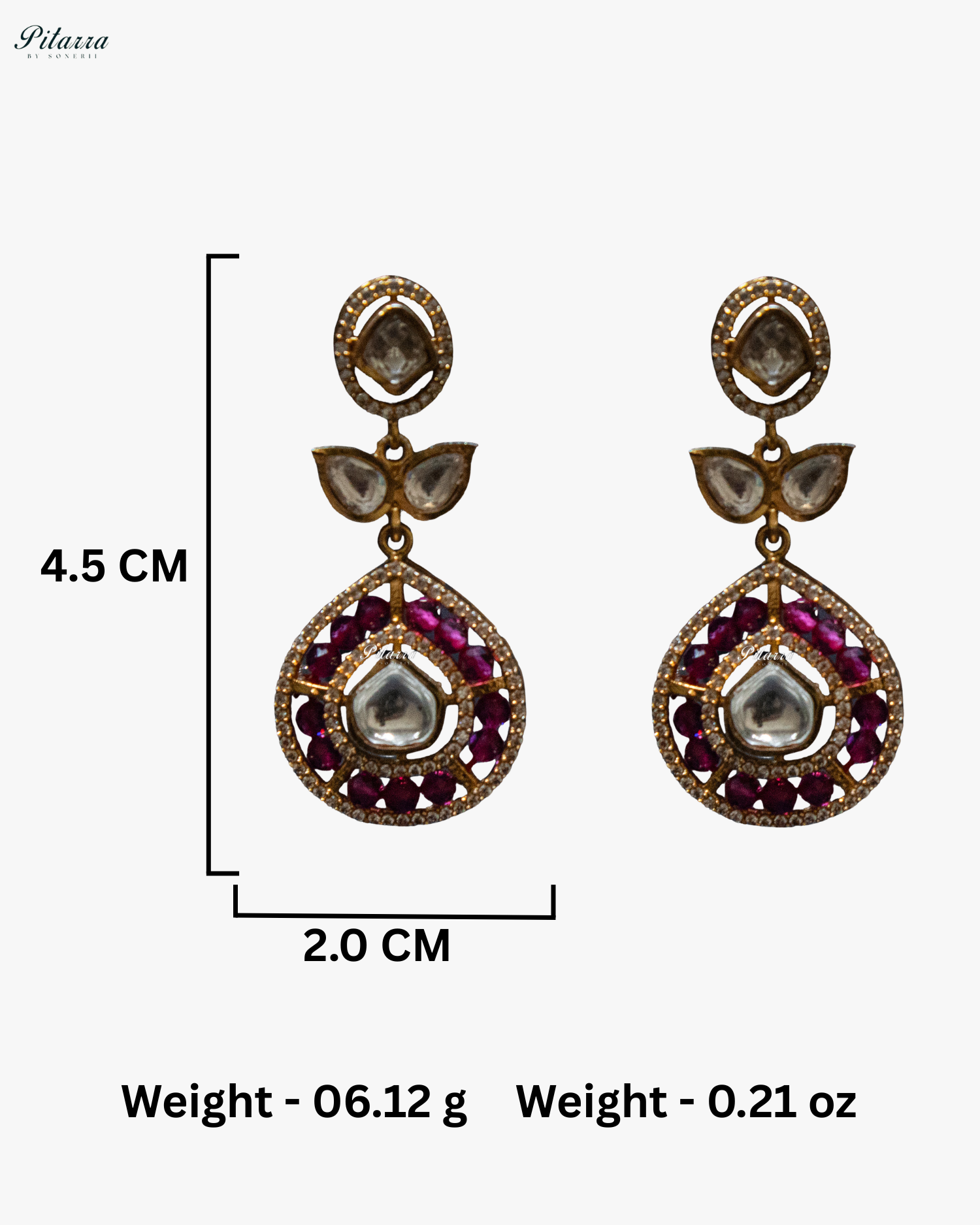 Pink Crystals Teardrop Gold Plated Kundan Necklace Set