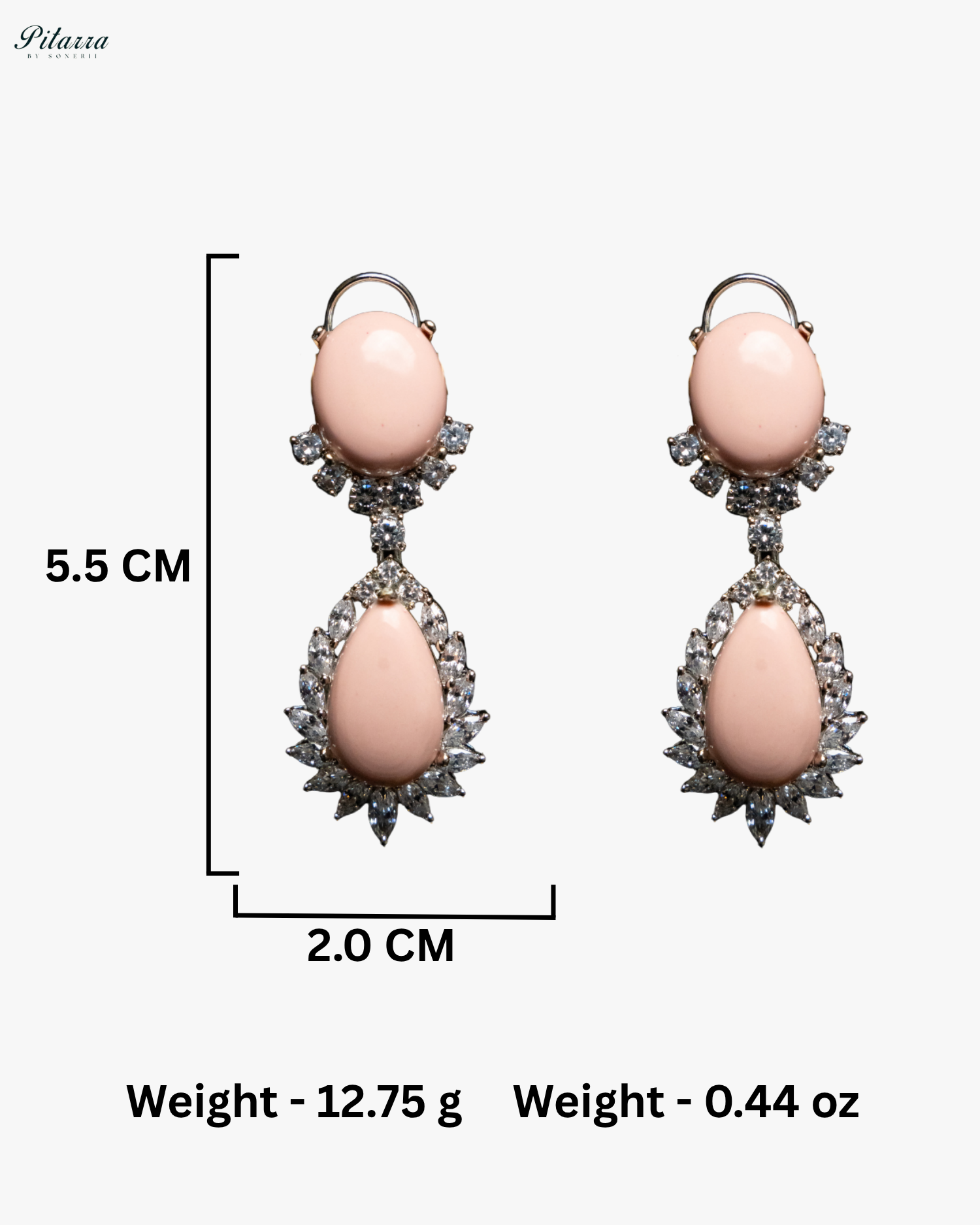 Peach Zircon Silver Necklace Set