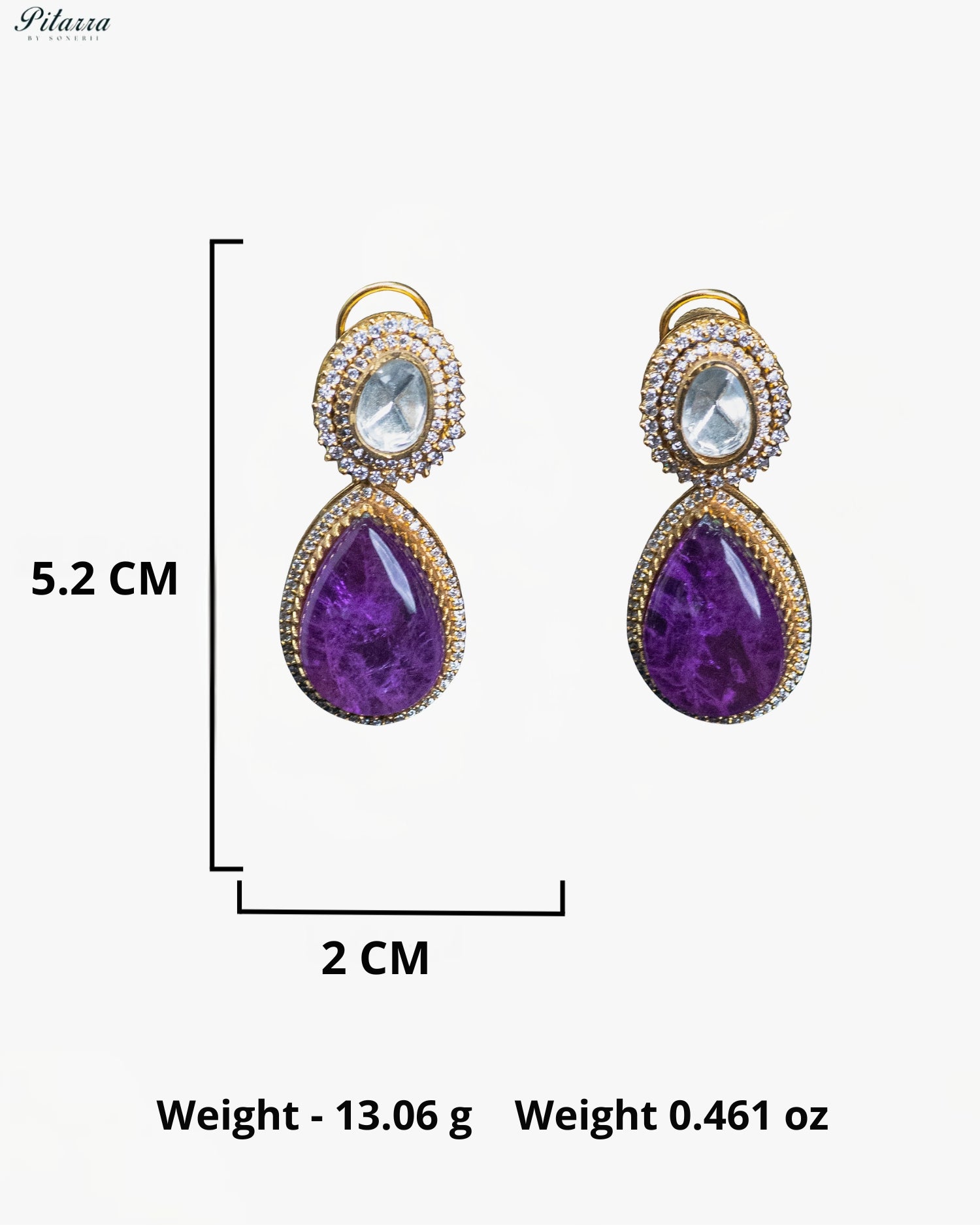 Purple Square and Teardrop Kundan Necklace Set