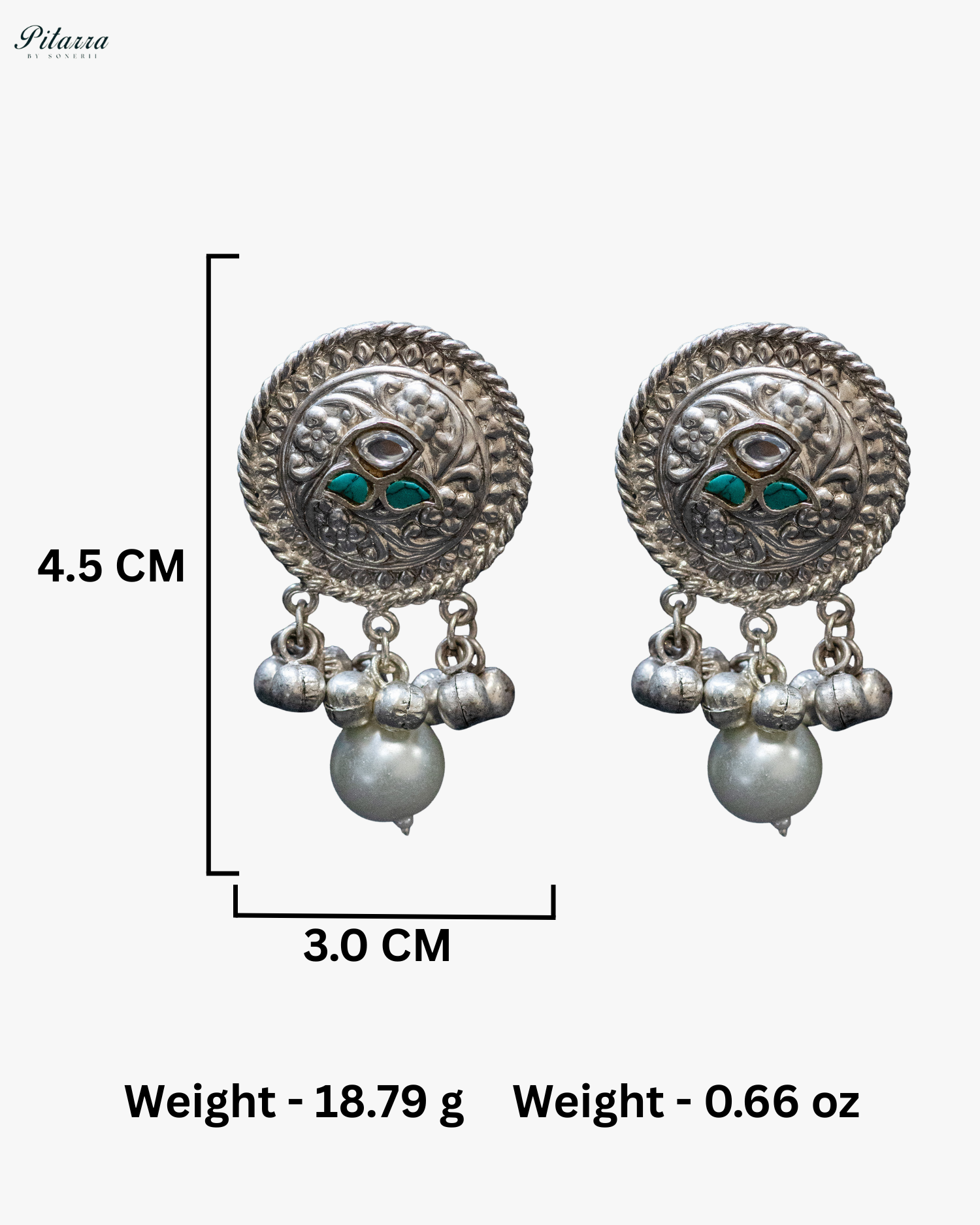 Bull Motif Firoza color Kundan Long Silver Look Alike Necklace Set