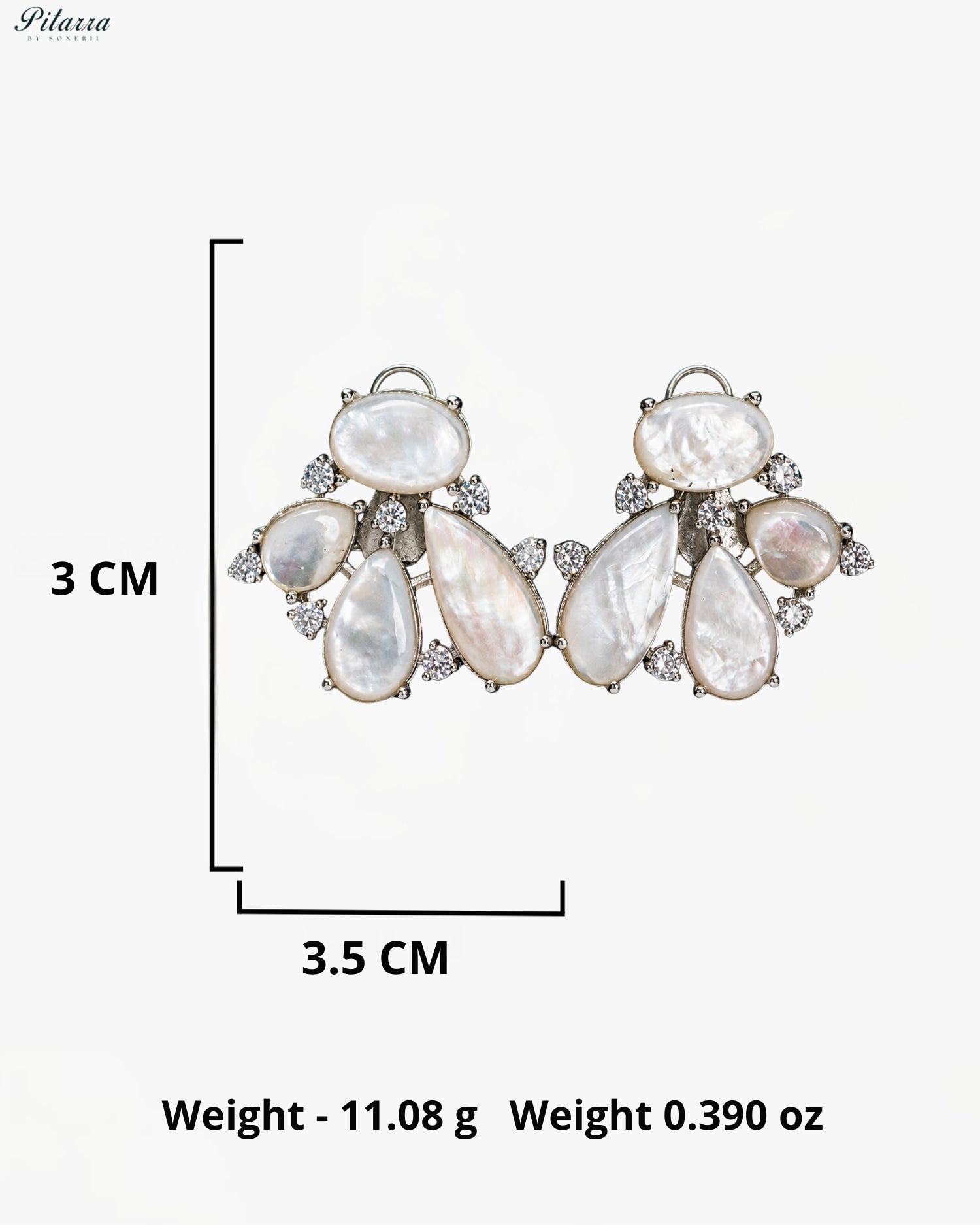 Mother of Pearl Crystal Floral Stud Earrings