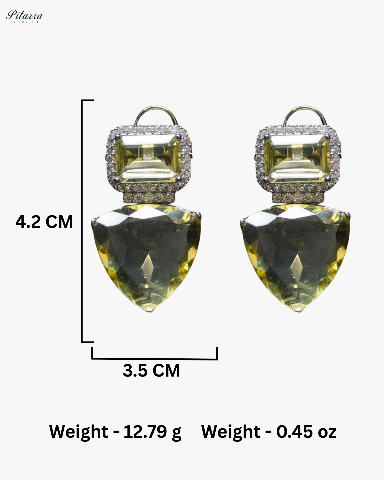 Yellow Stones Crystal Studded Dangler Earrings