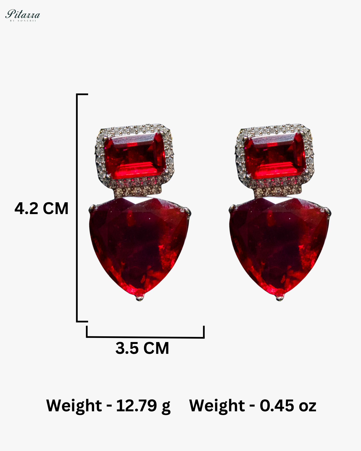 Red Stones Crystal Studded Dangler Earrings