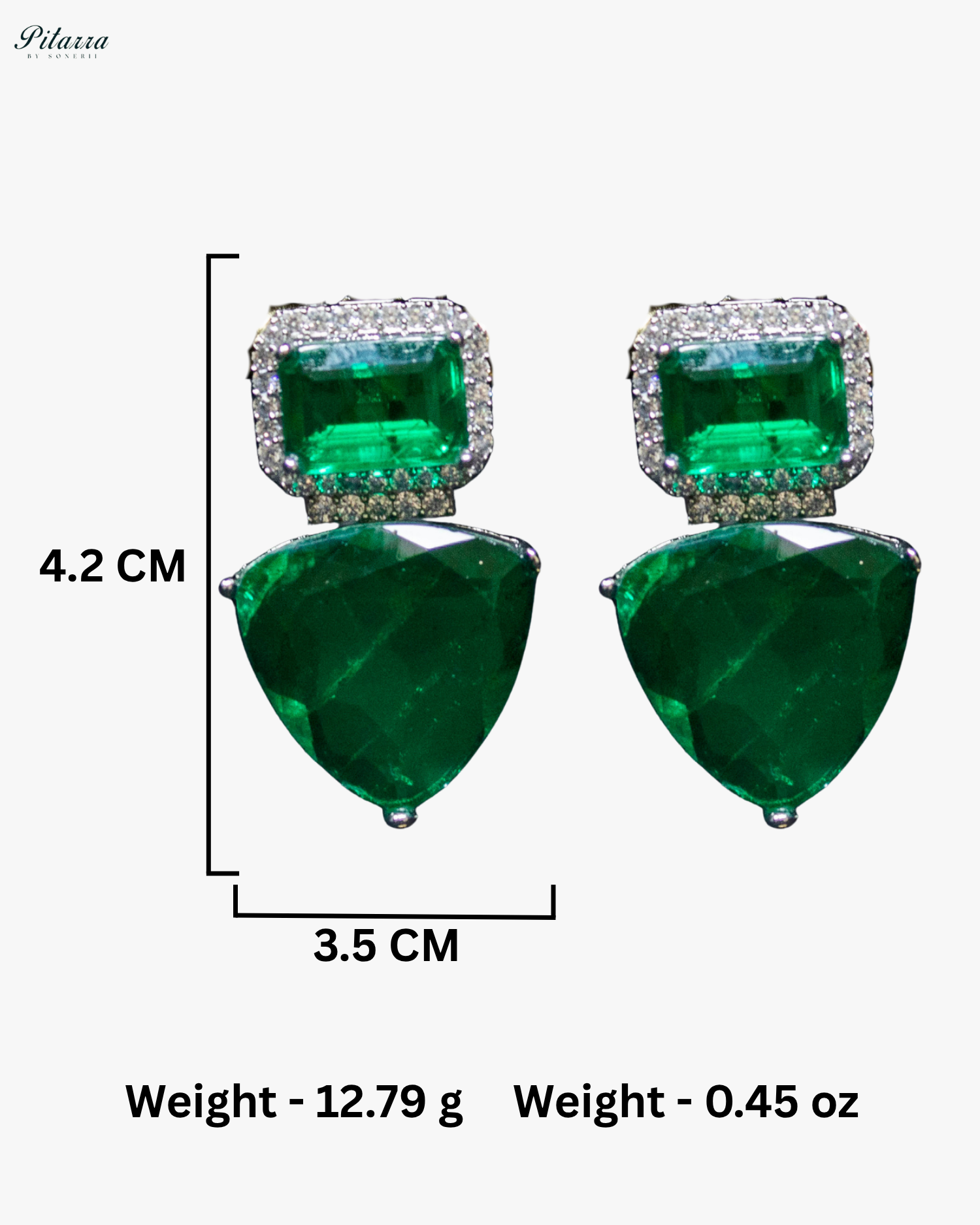 Emerald Stones Crystal Studded Dangler Earrings