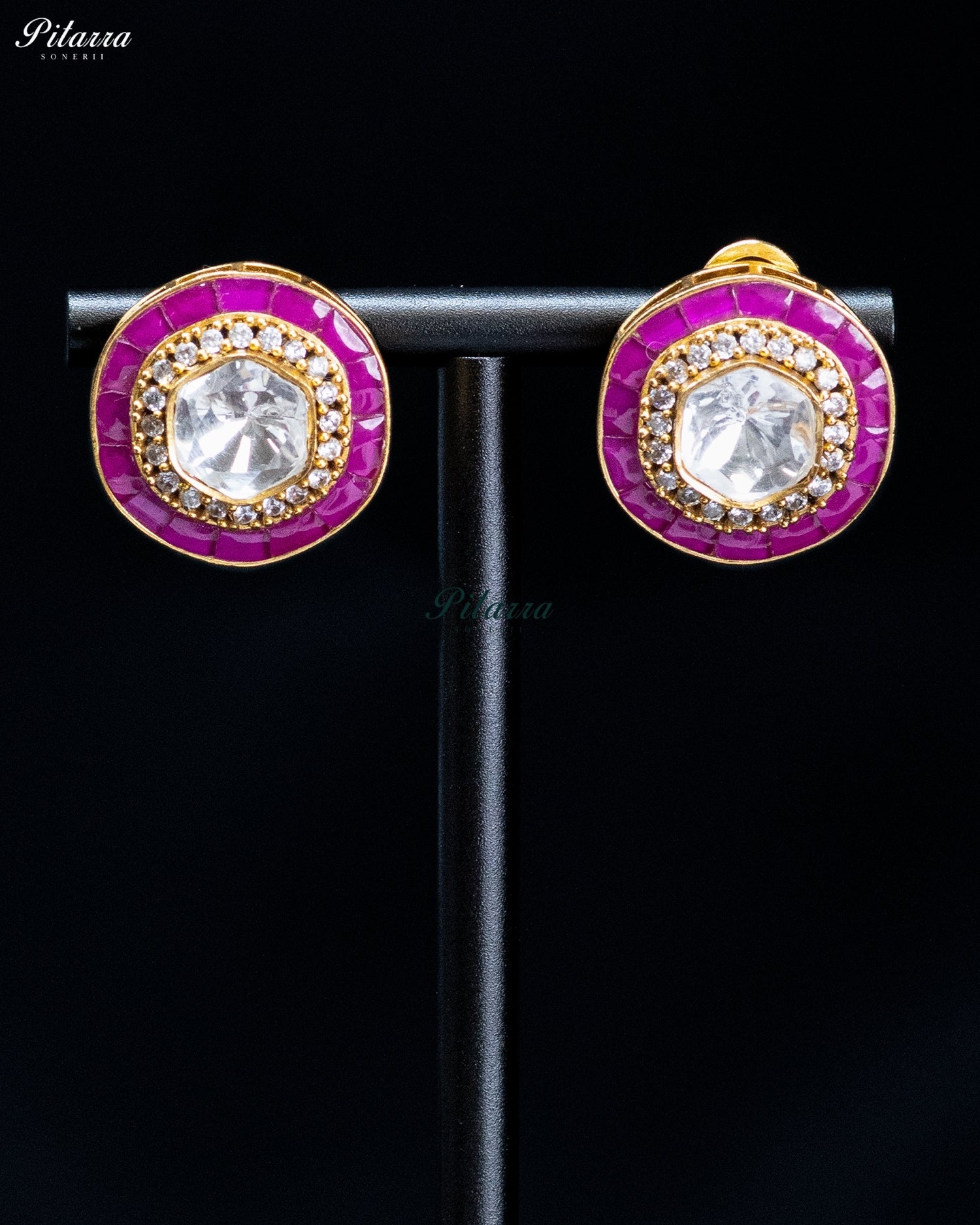 Pink Round And Teardrop Kundan Necklace Set