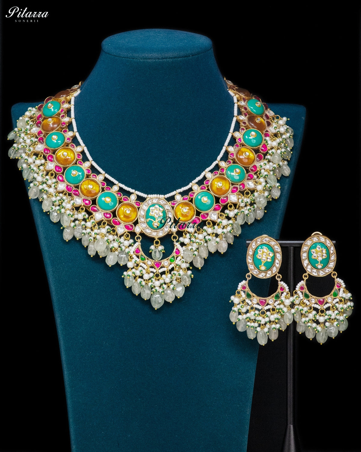 Multicolor Pearl Kundan Necklace Set