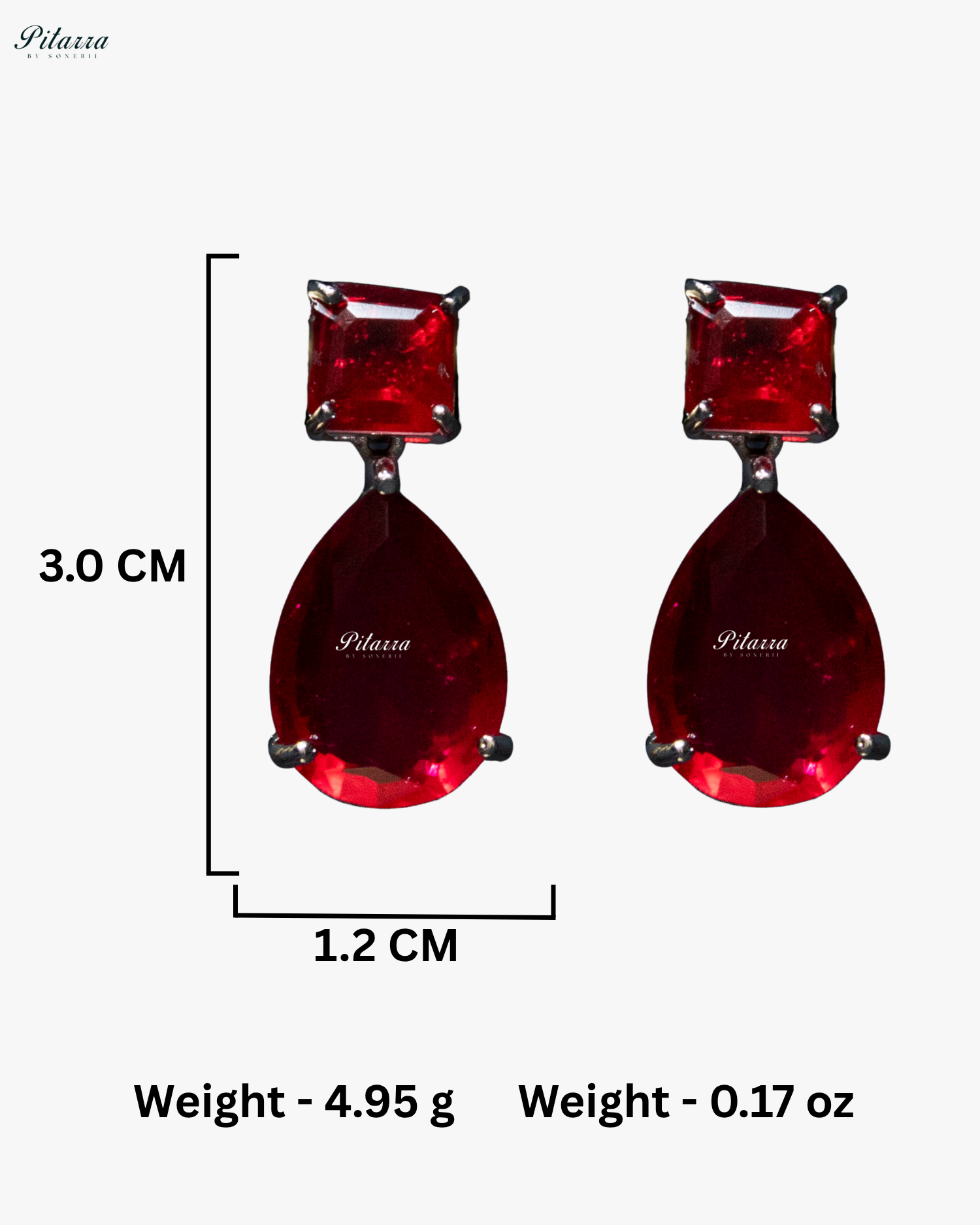 Red Square and Drop Crystal Necklace Set