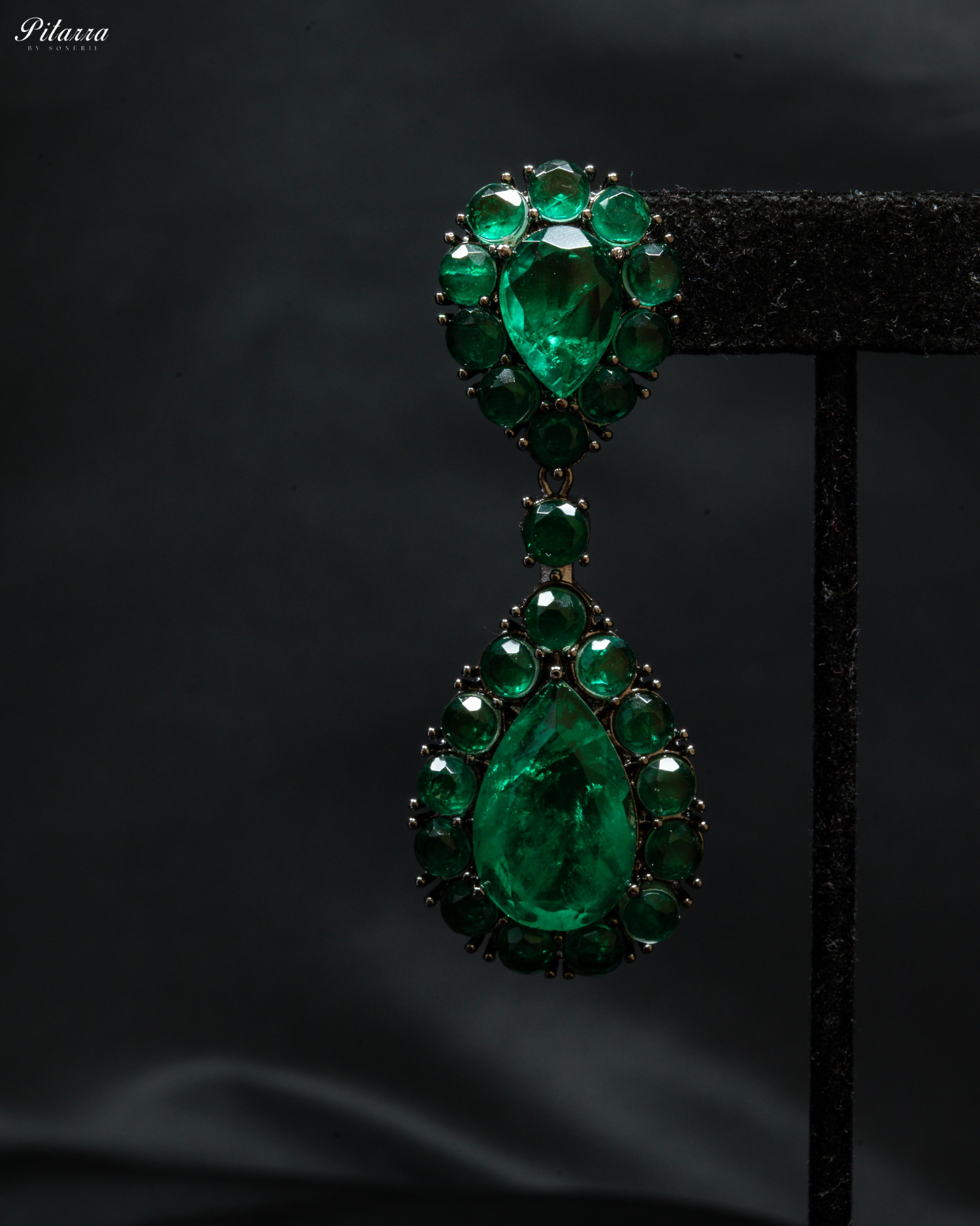 Emerald Drop Doublet CZ Crystal Dangle Earrings