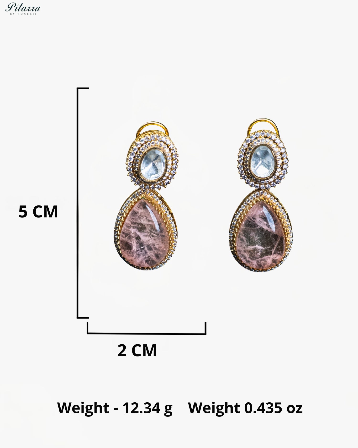 Peach Square and Teardrop Kundan Necklace Set