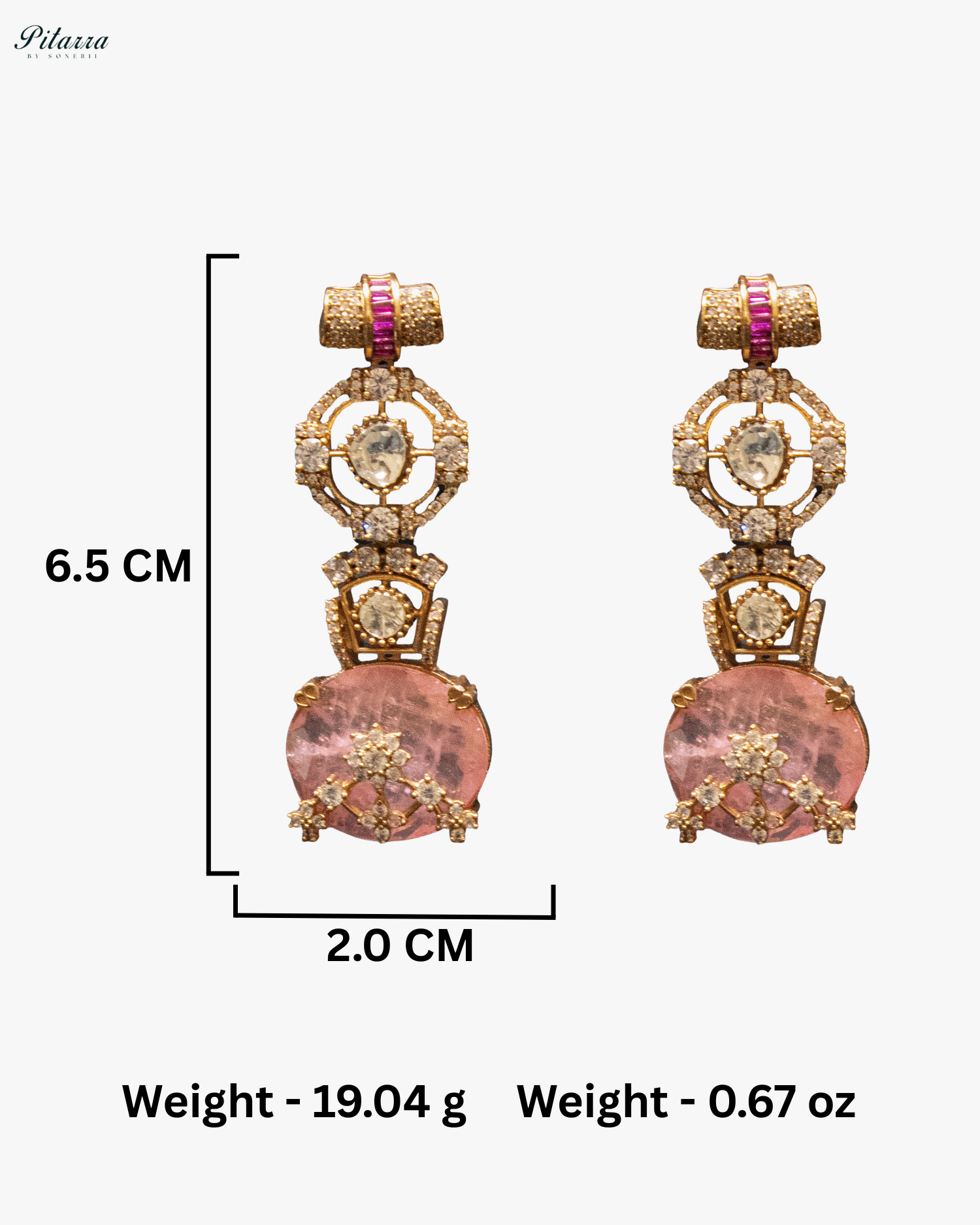 Peach Big Stone Victorian Polki Kundan Necklace Set
