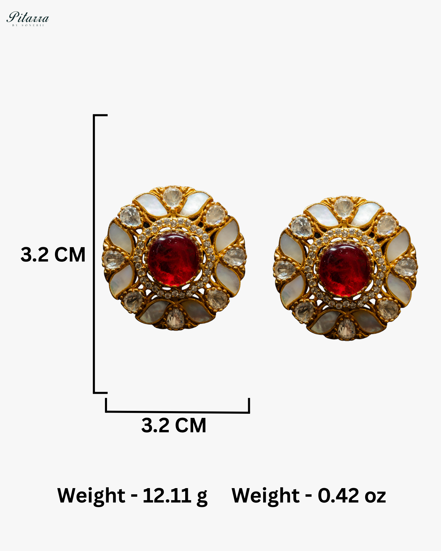 Ruby Moissanite Classic Traditional Kundan Stud Earrings