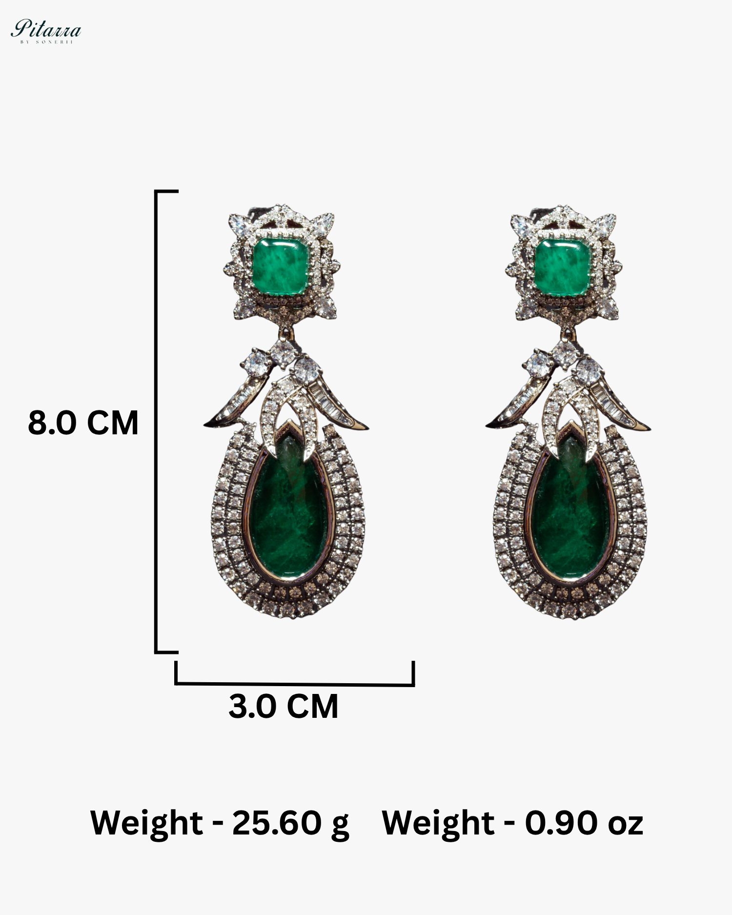 Green Statement Silver CZ Necklace Set