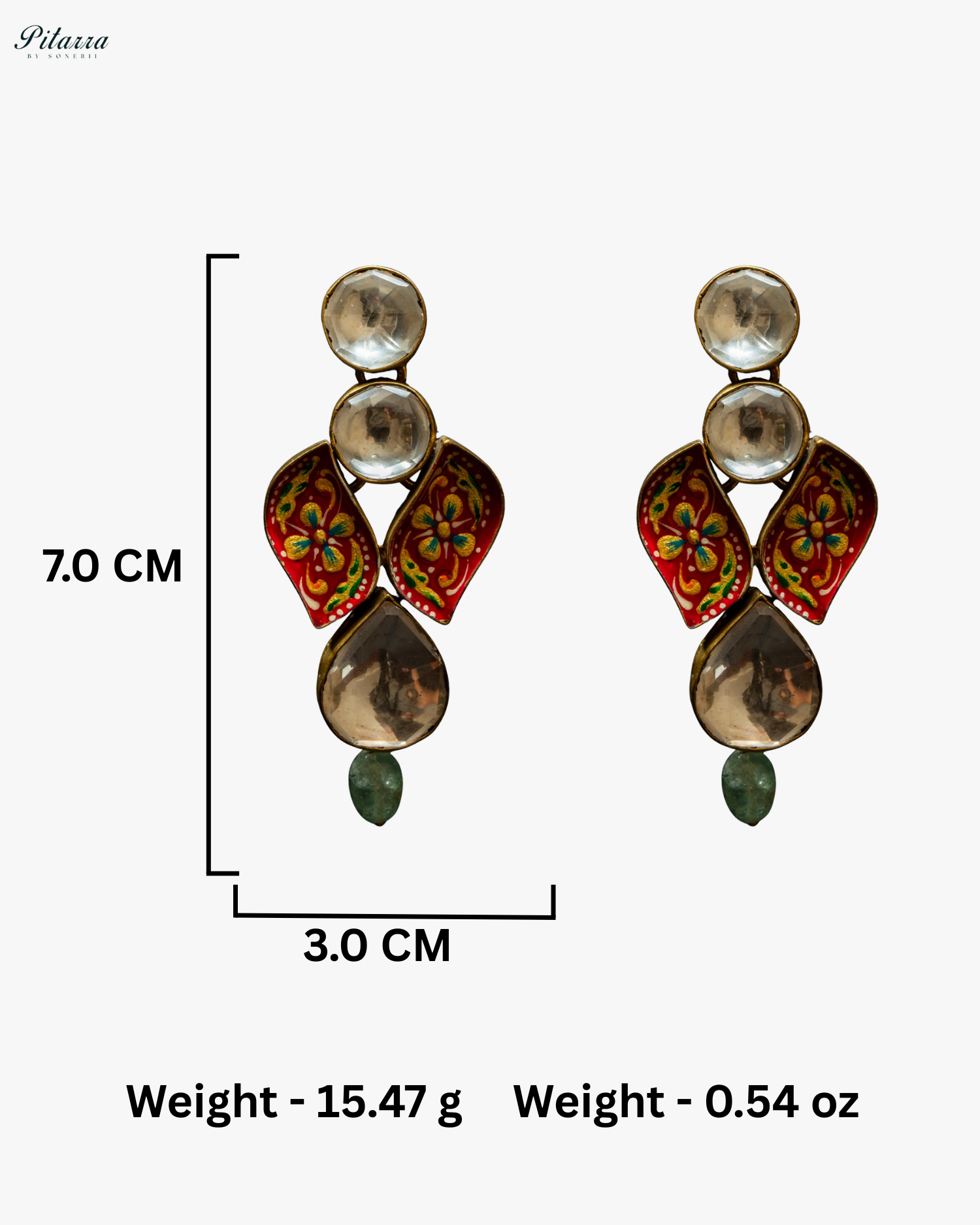 Red Drop Meenakari Polki Earrings