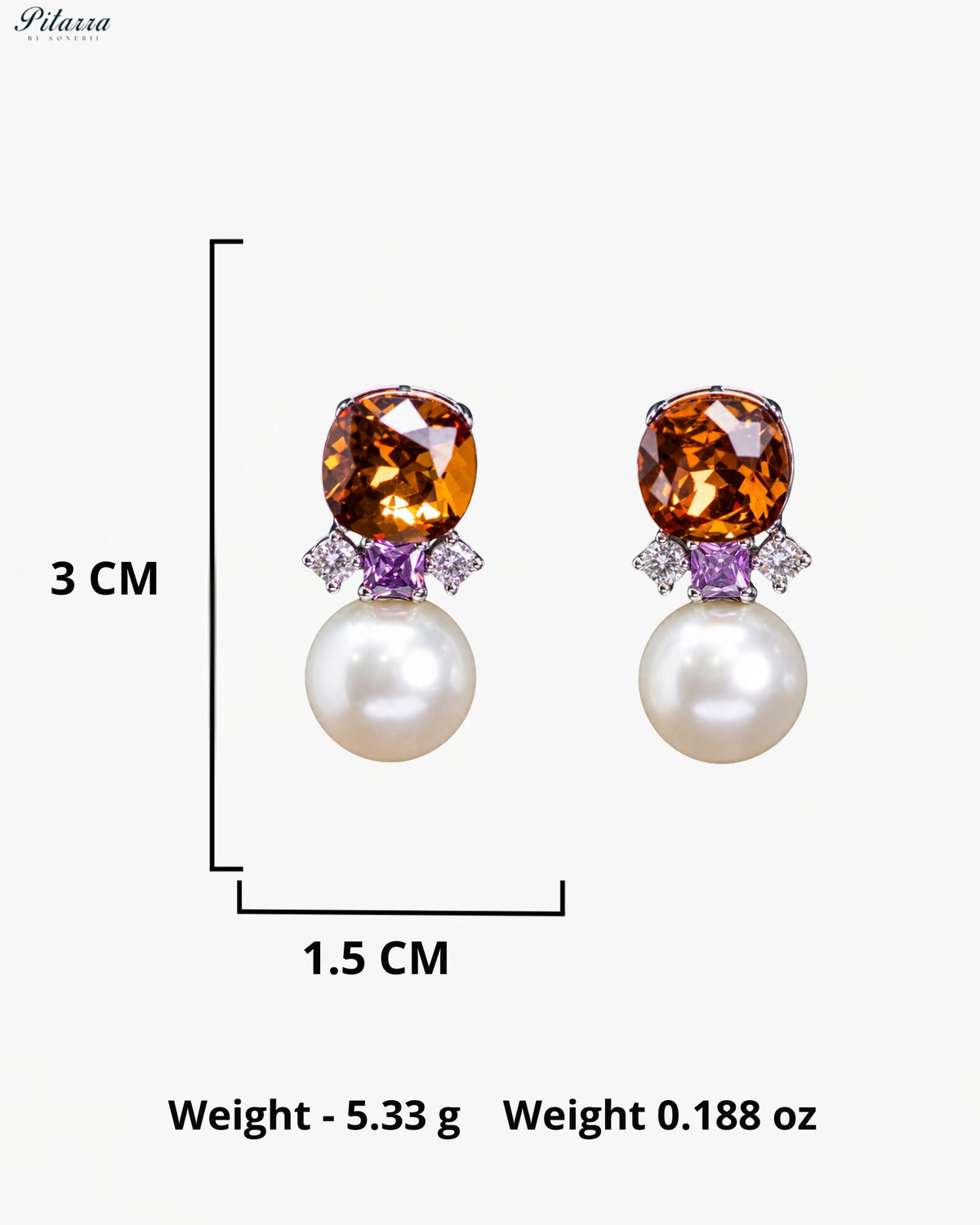 Amber Crystal Pearl Drop Earrings