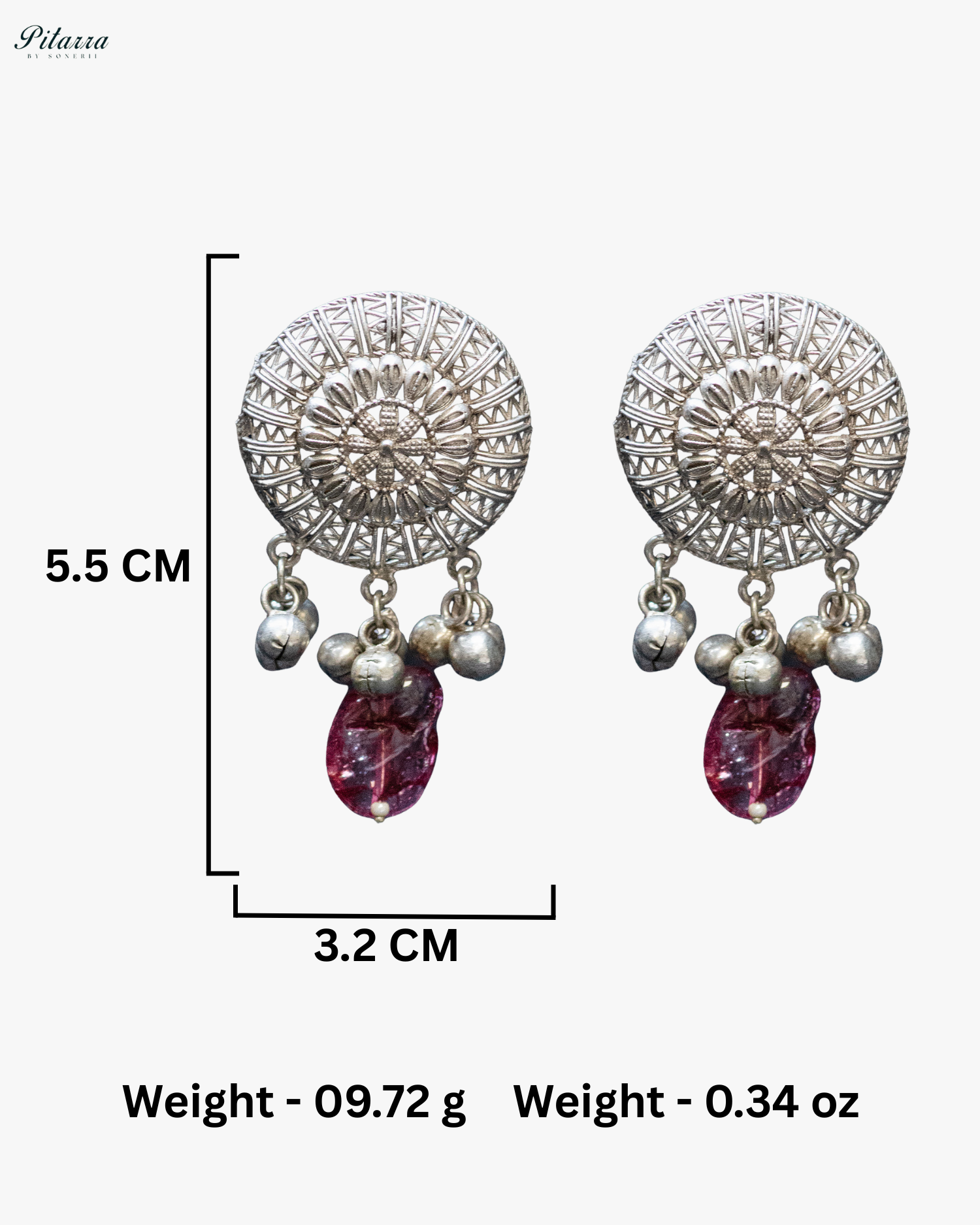 Red Stone Red Pearl Antique Long Silver Look Alike Necklace Set
