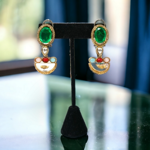Antique Women Green Earrings