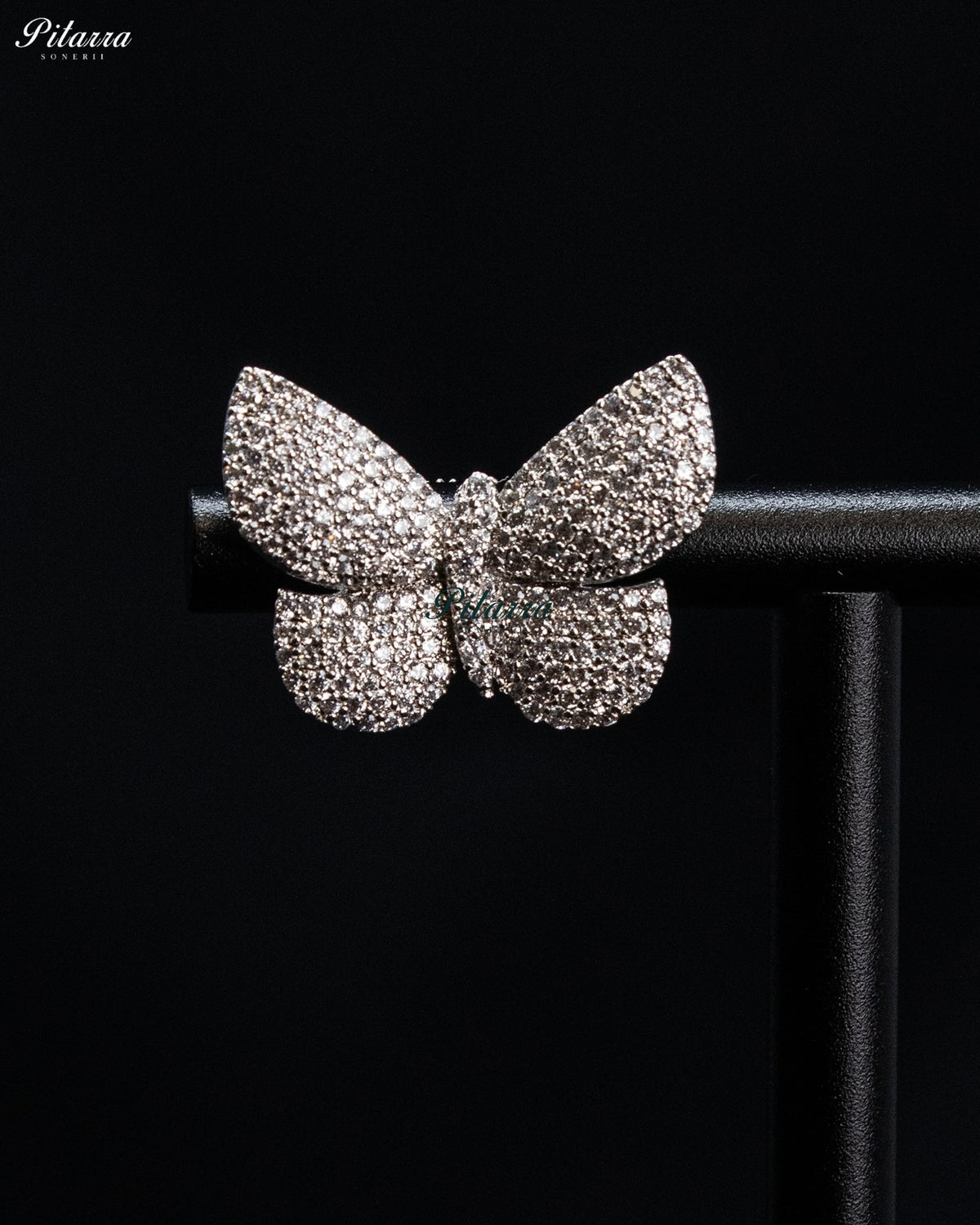 Silver Zircon Butterfly Floral Statement Collar Necklace Set