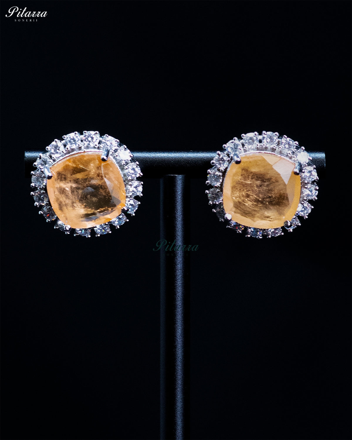 Peach stone silver Necklace Set
