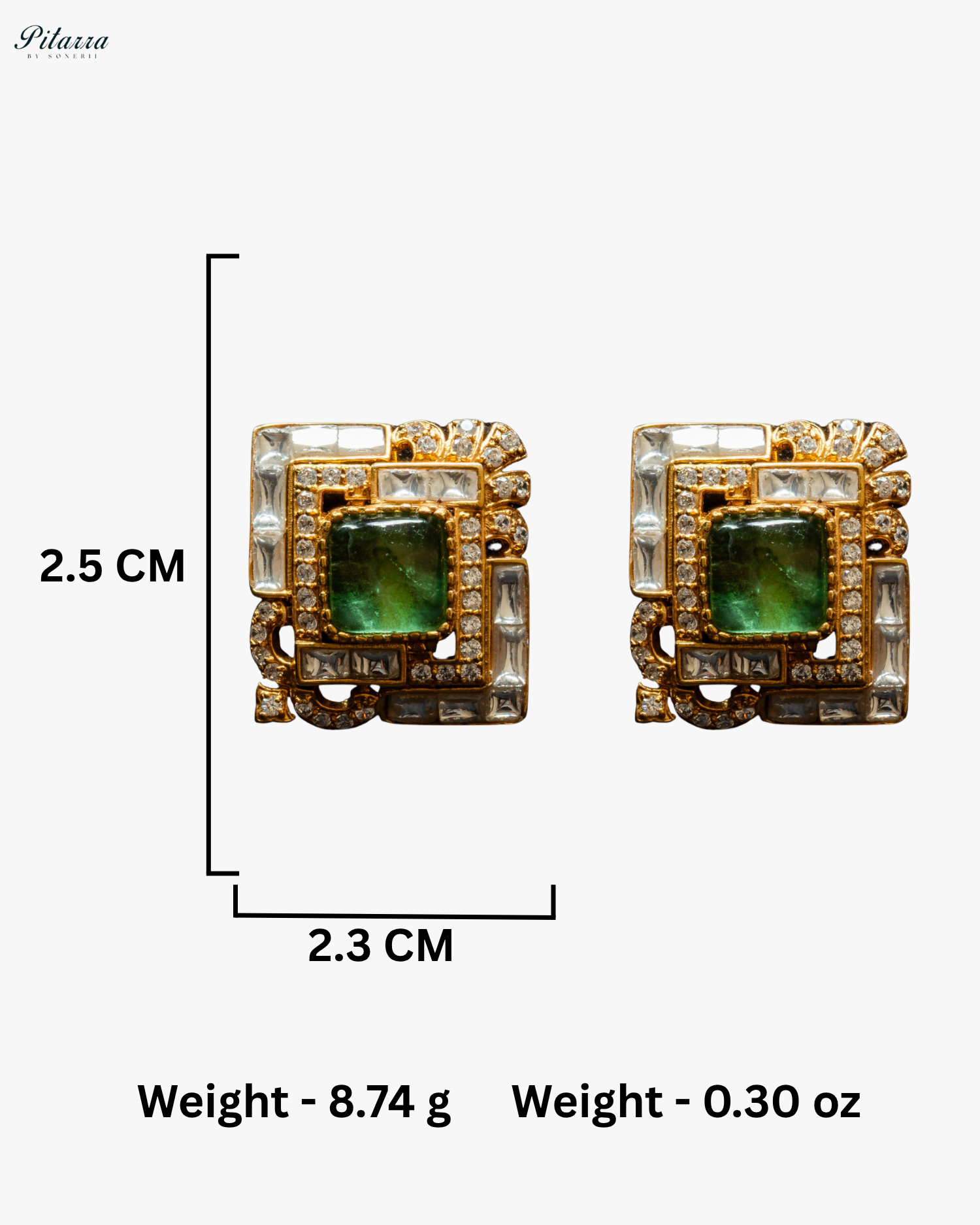 Green Stone Design Kundan Stud Earrings