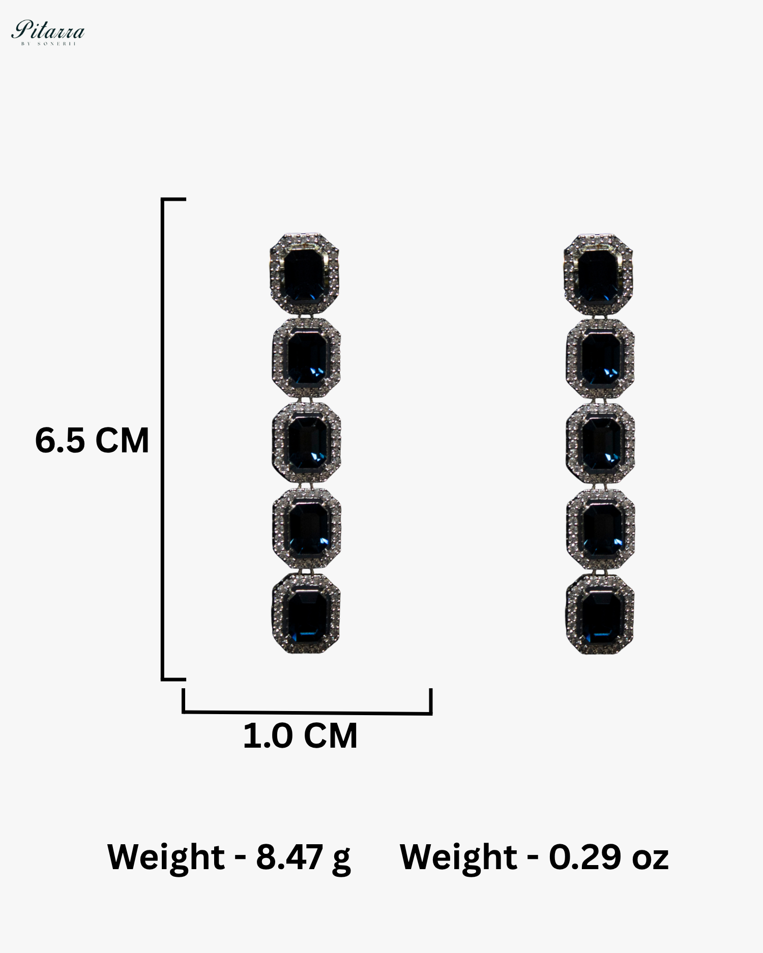 Multi Layer Sapphire Rectangle Crystal Necklace Set
