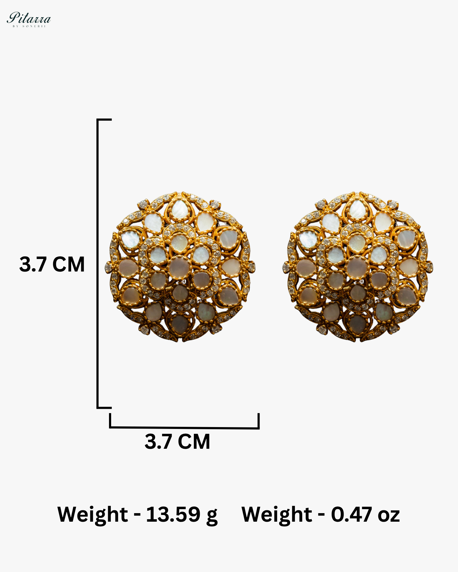 Classic Golden Polki Kundan Stud Earrings