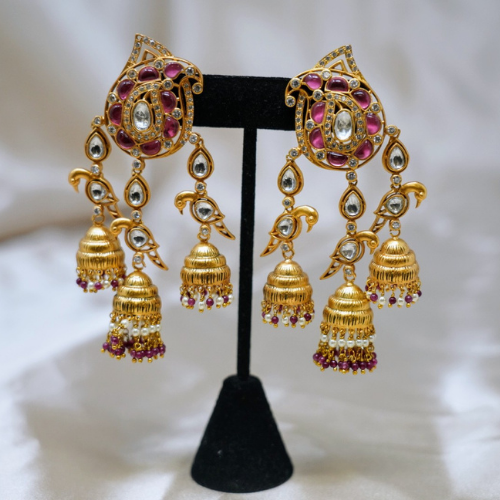 Gold Plated Metal Alloy Jhumka Earrings