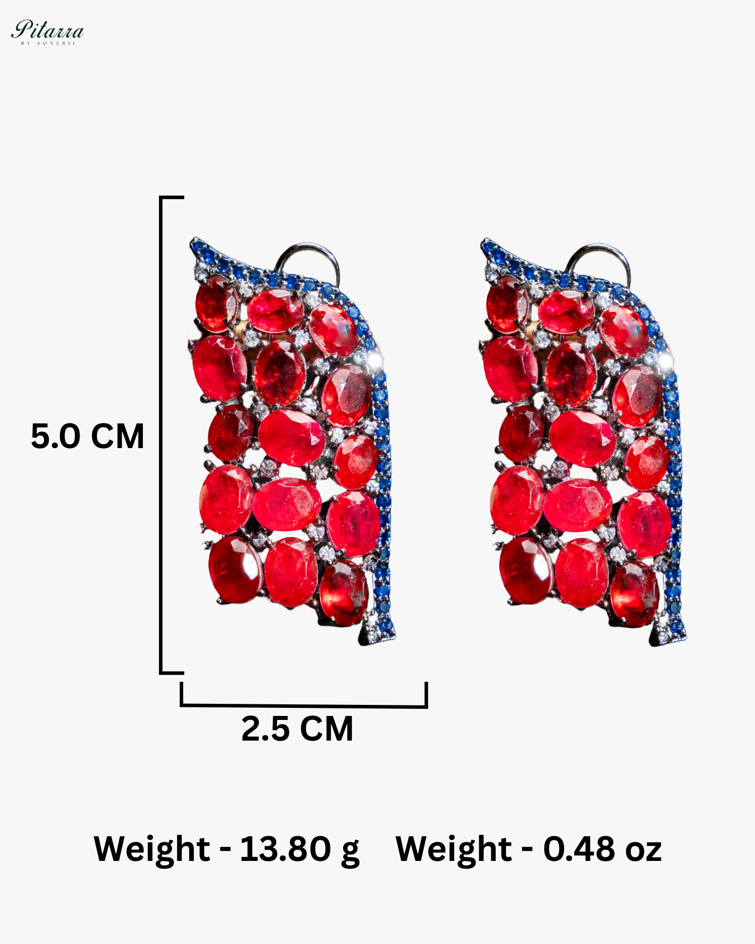 Red Crystal CZ Stud Earrings