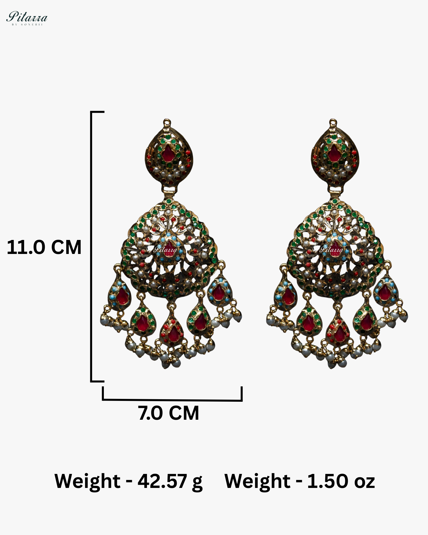 Multicolored Studed Red Stone Handcrafted Chandbali Earrings