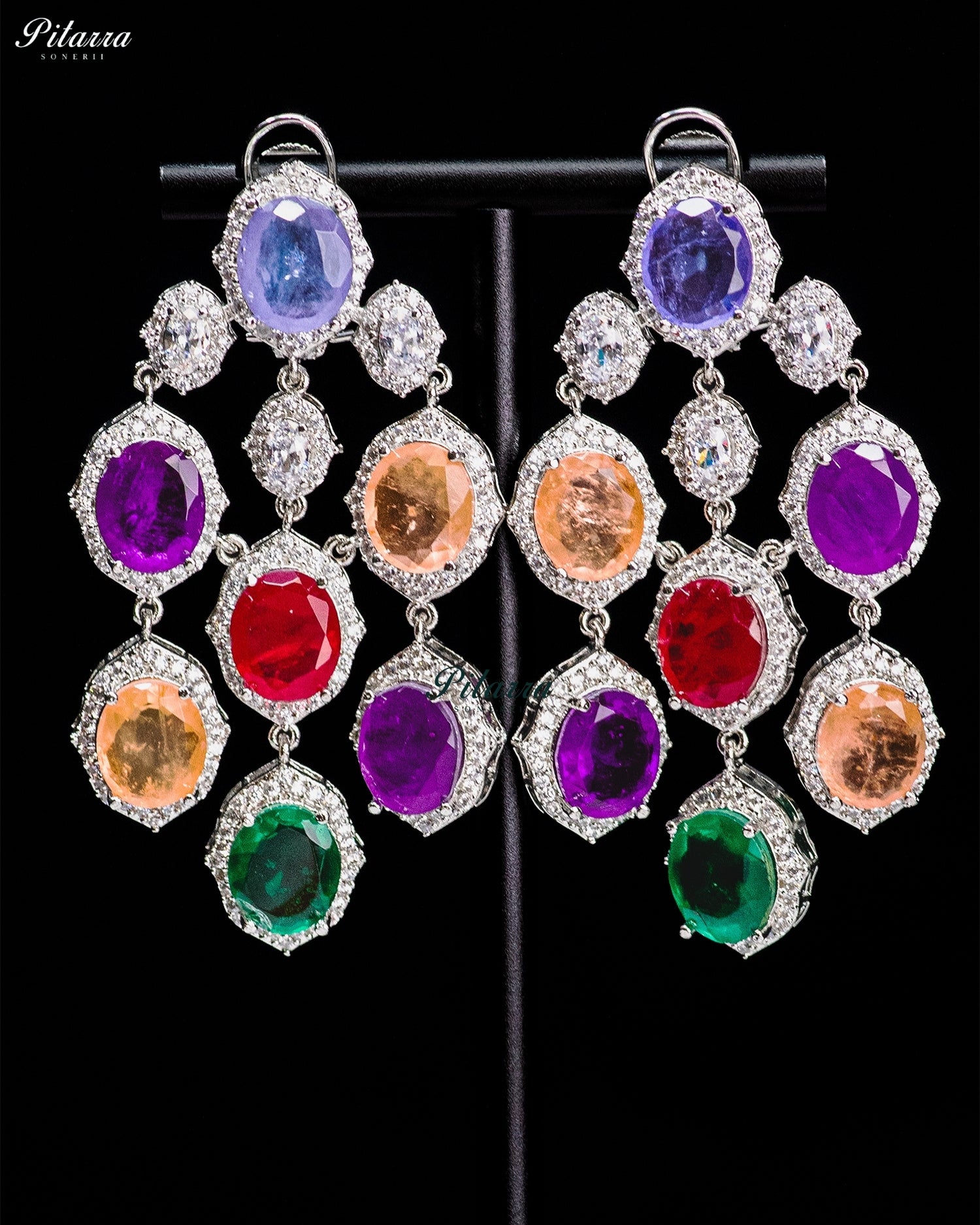 Blue Multicolor Crystal Dangler Earrings
