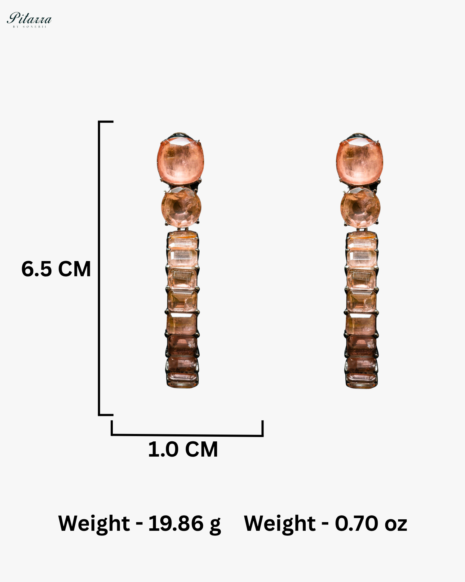 Peach Circular Crystal Statement Dangle Earrings