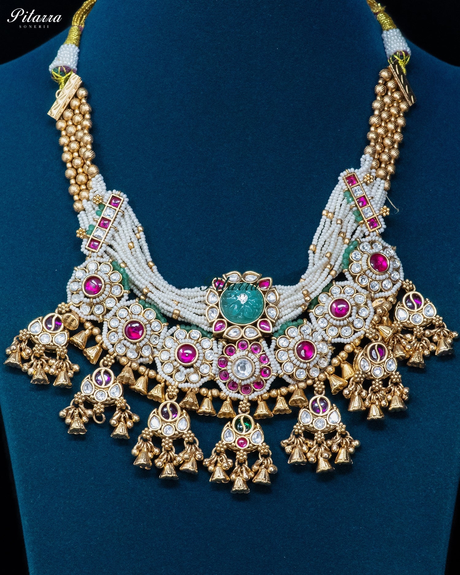 Multicolor Pearl Jhumka Necklace Set