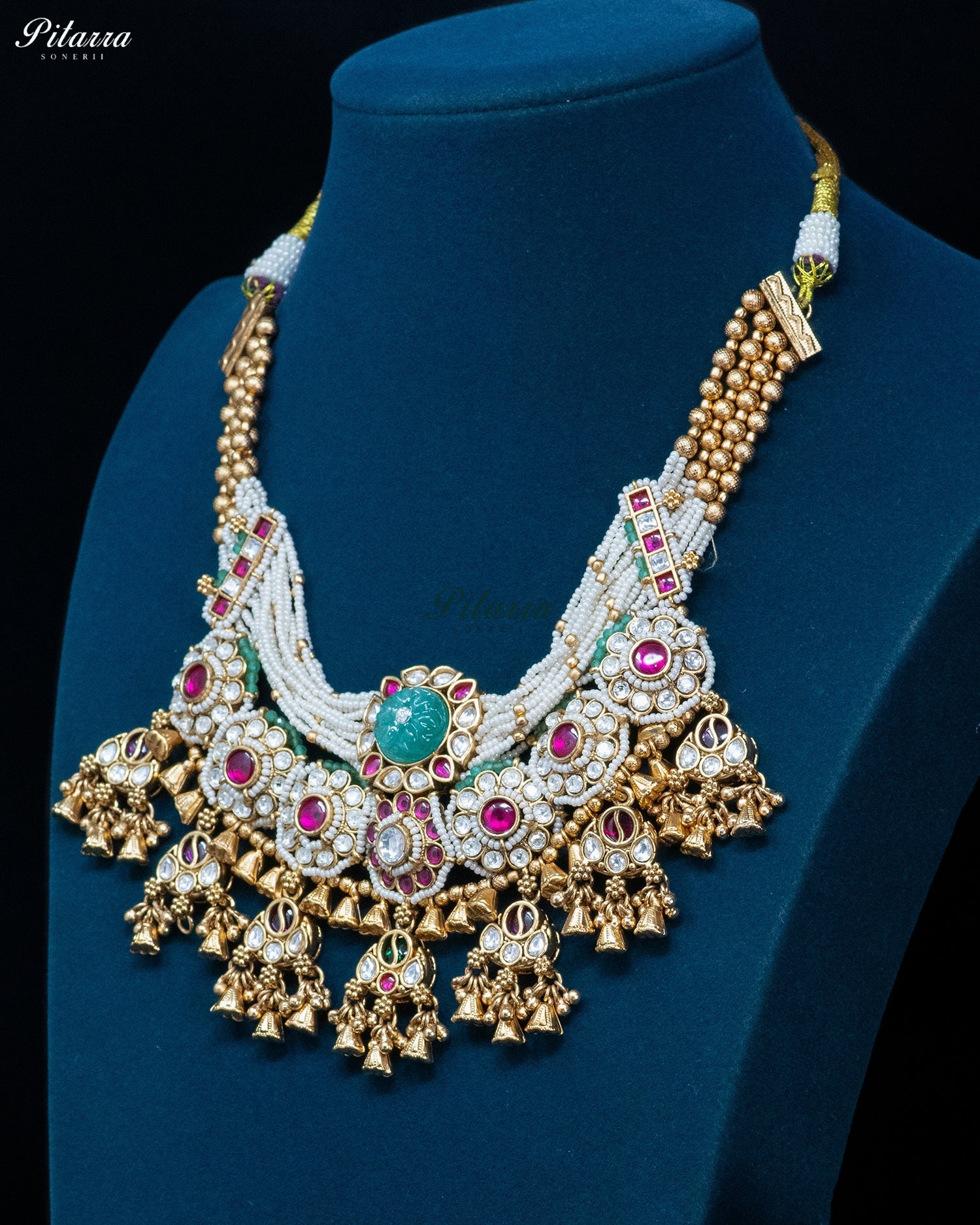 Multicolor Pearl Jhumka Necklace Set