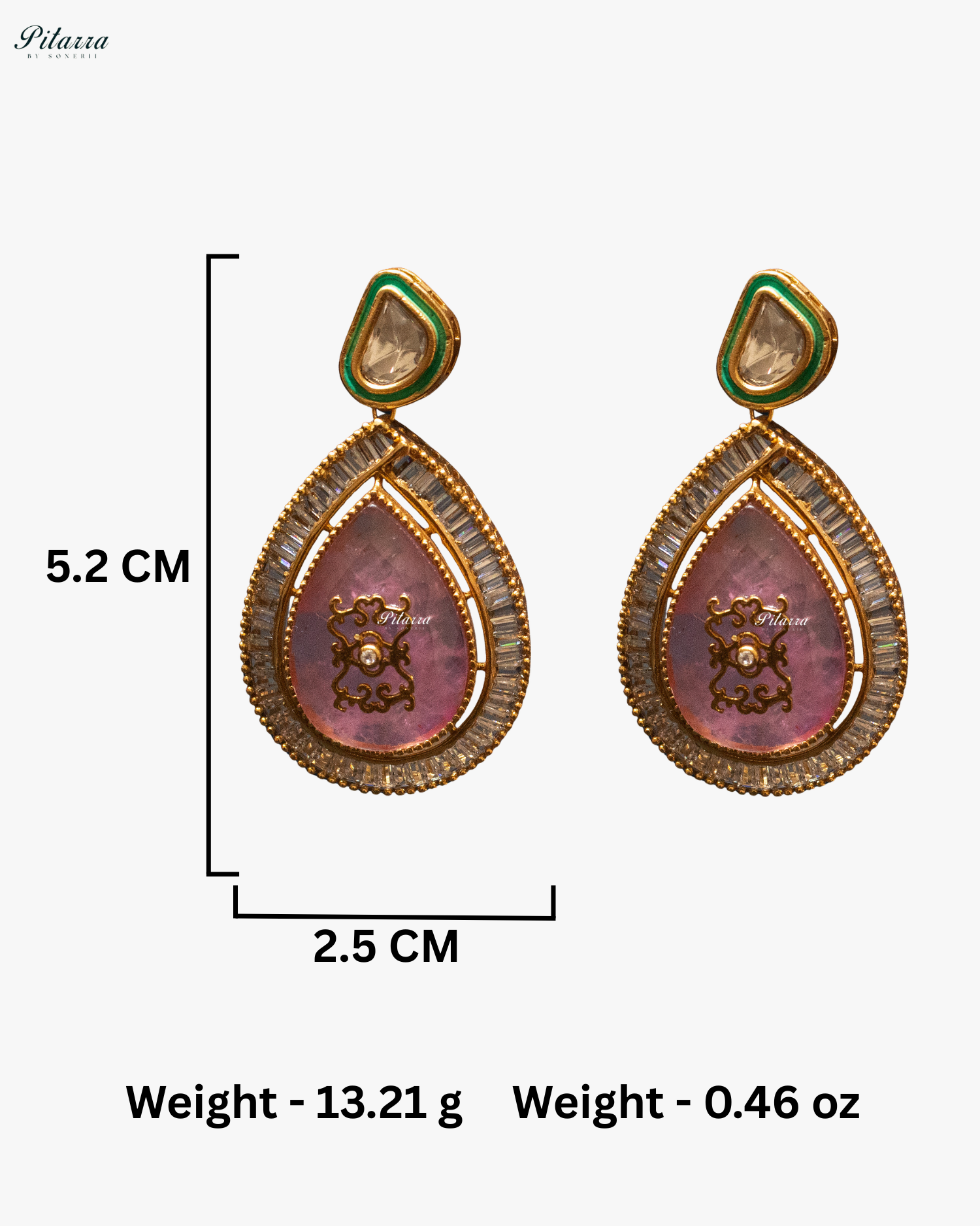 Big Pink Teardrop Gold Plated Kundan Necklace Set