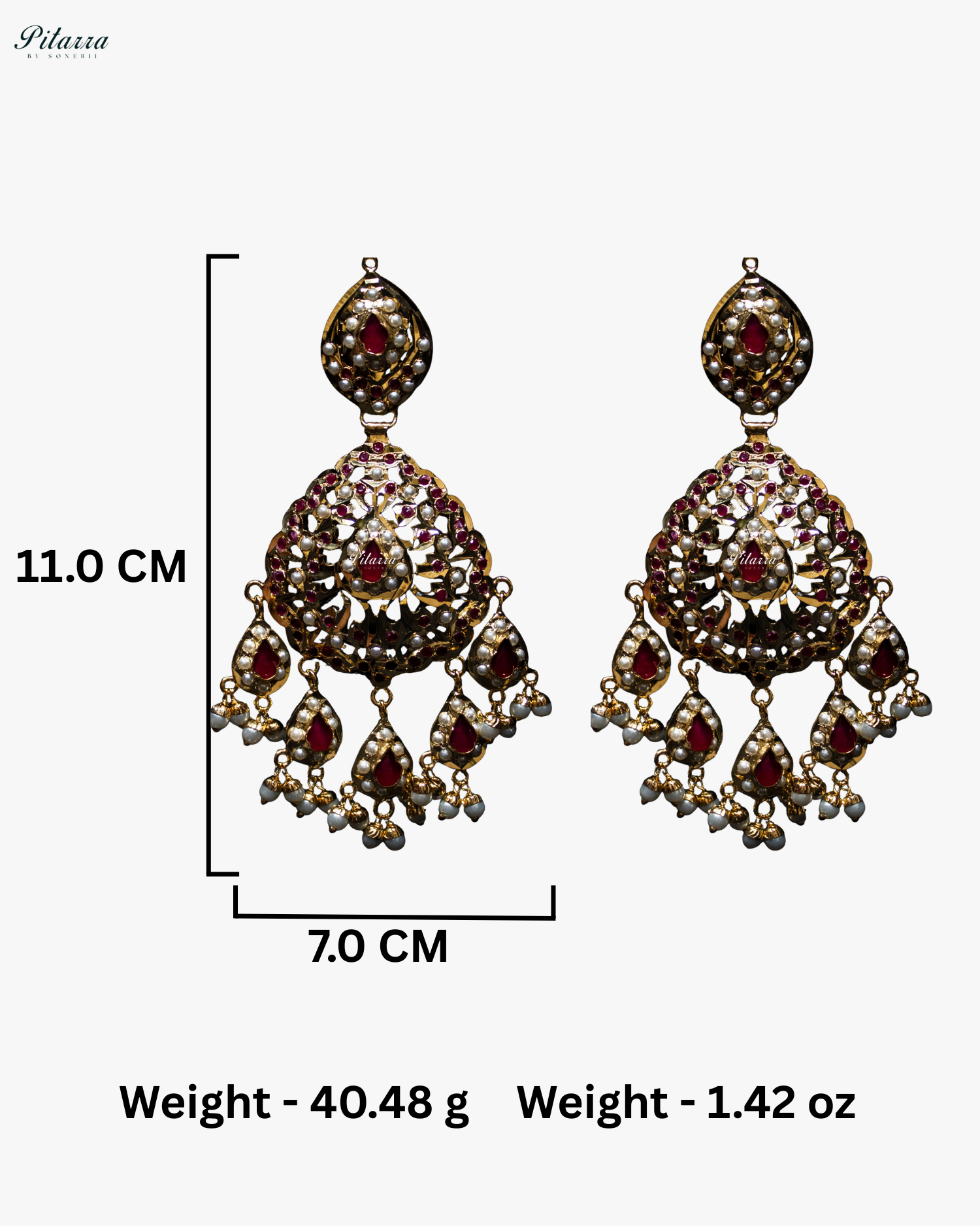 Red Studed Stone Handcrafted Chandbali Earrings