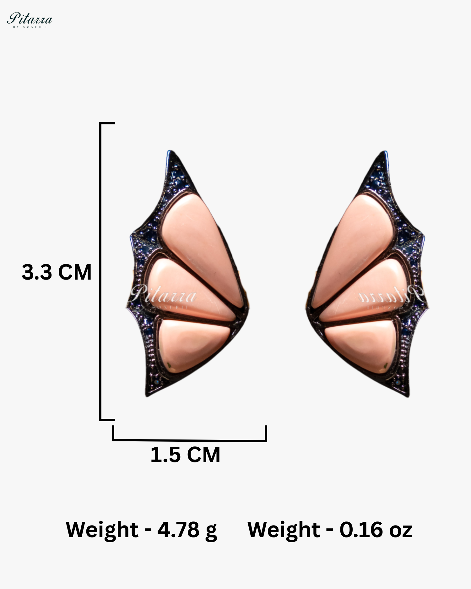 Pink Opal Wing Shape CZ Crystal Stud Earrings
