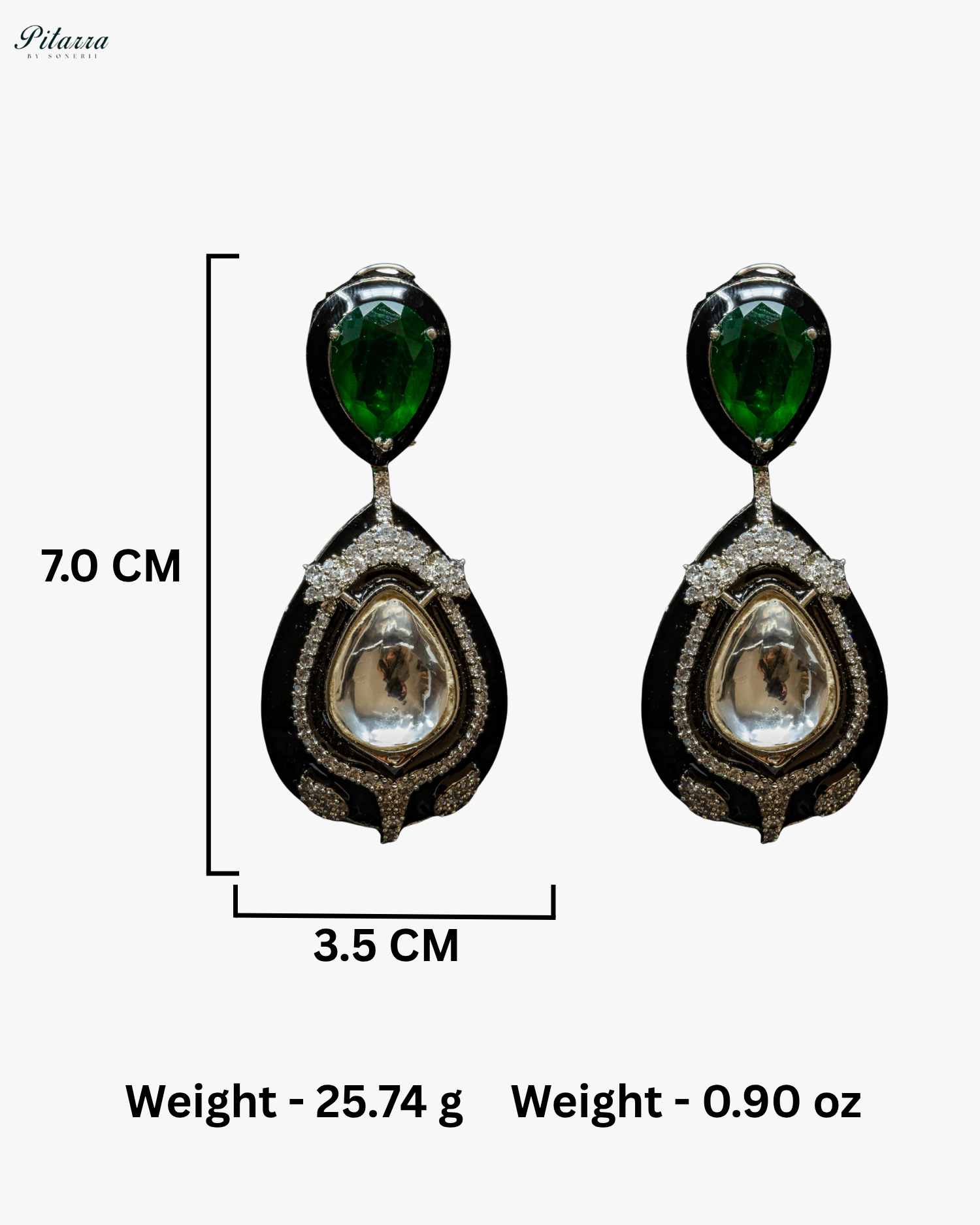 Green Stone Crystal Drop Dangler Earrings