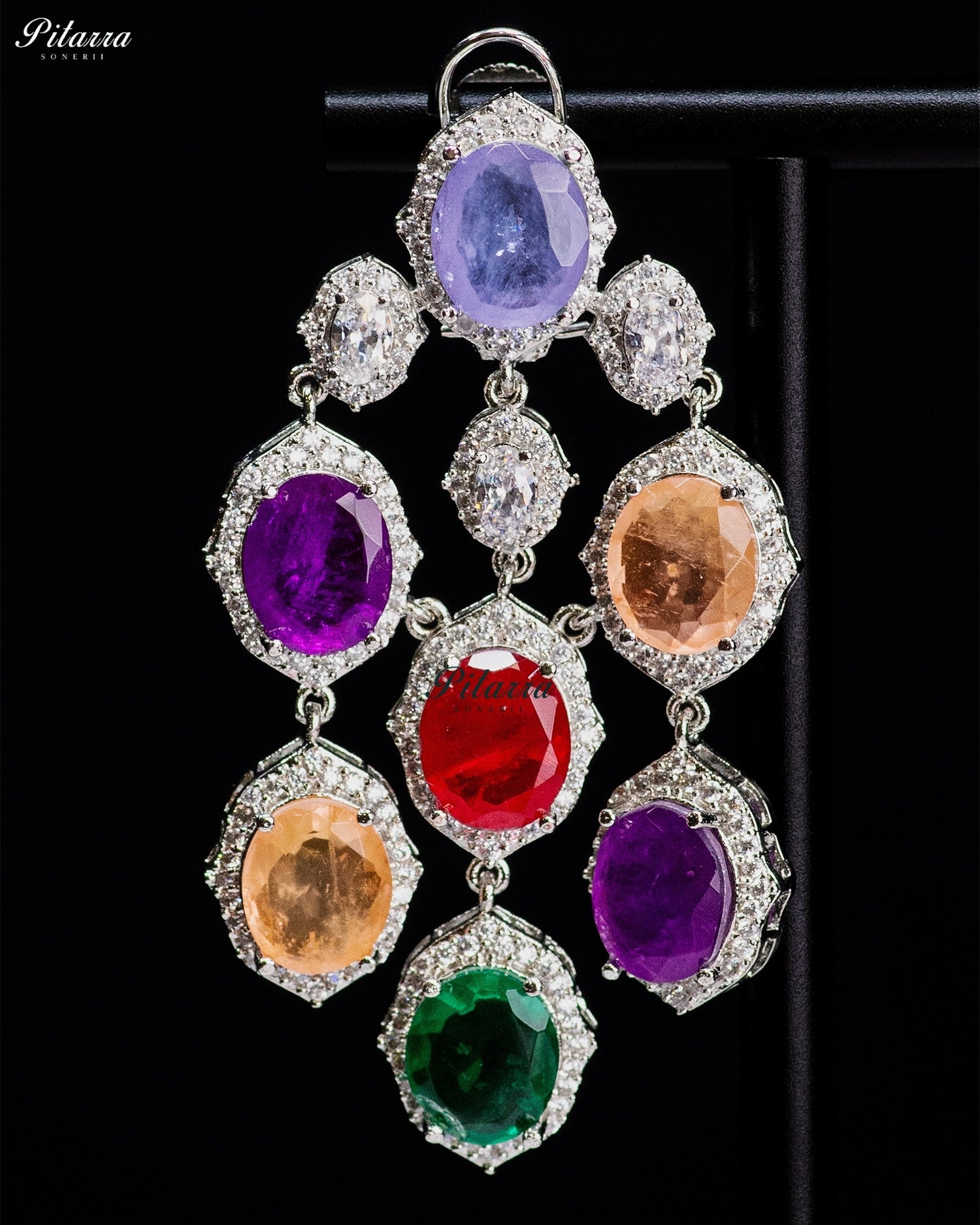 Blue Multicolor Crystal Dangler Earrings