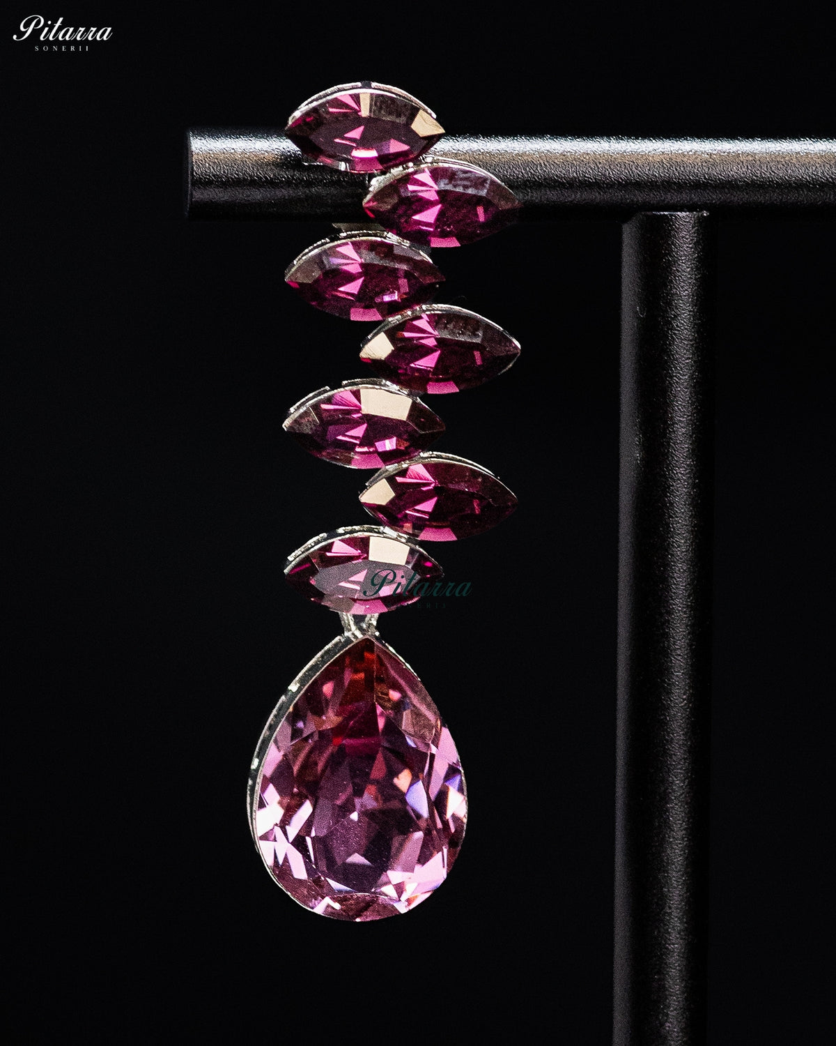 Pink Crystal Cascading Drop Earrings
